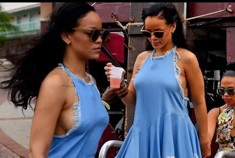 Rihanna Steps out Sans Bra
