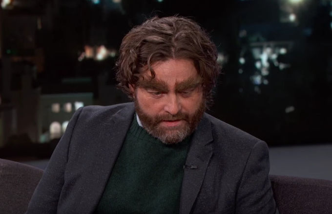 Zach Galifianakis Appears with Giant Eyebrows on TV Show