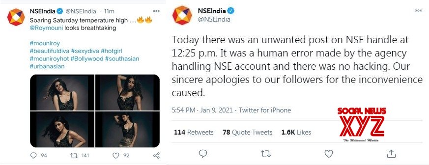 NSE tweets Mouni Roy's photos, apologises later for 'human error' NSE tweets Mouni Roy's photos, apologises later for 'human error'