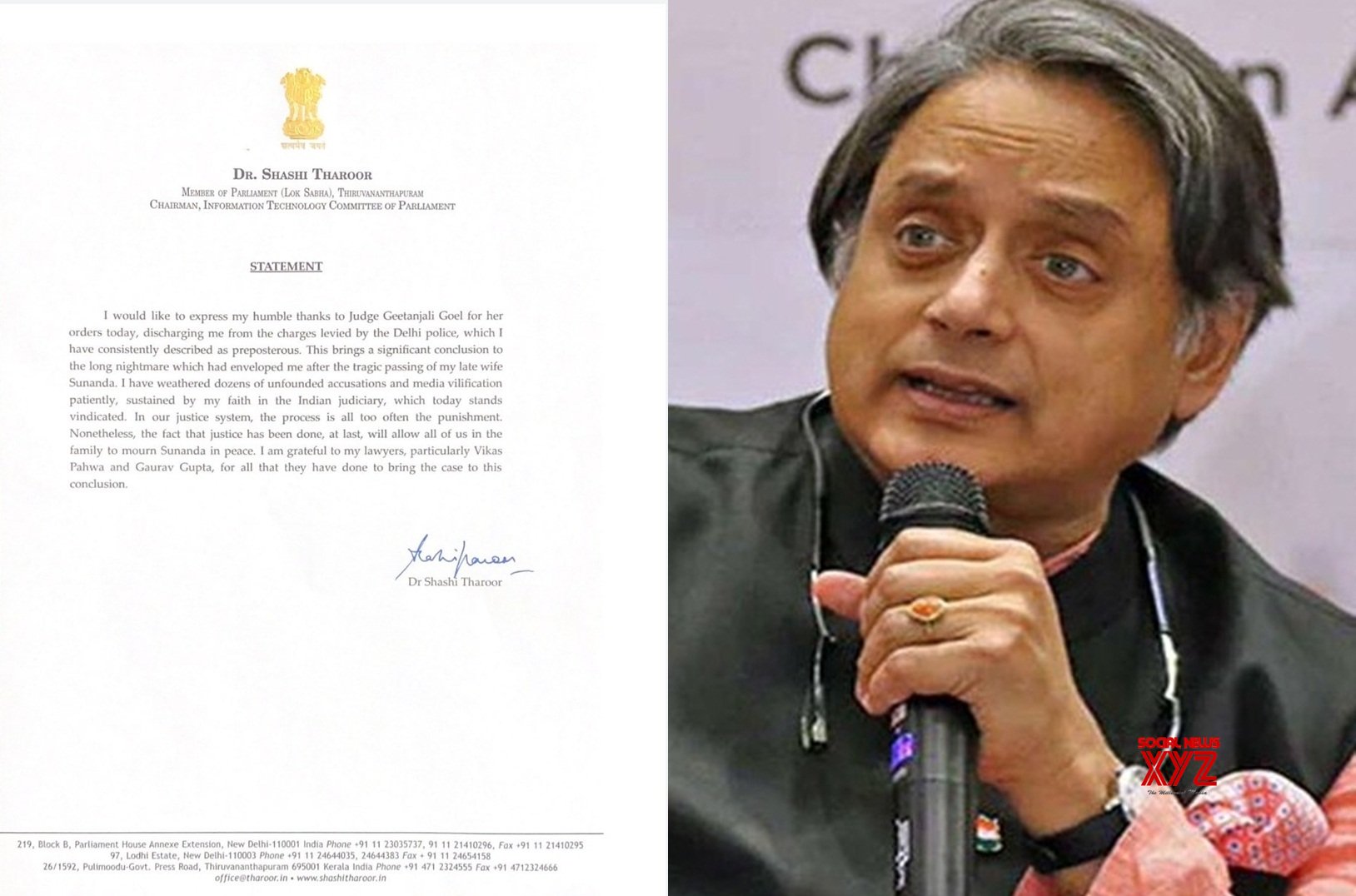 Justice has been done, will allow family to mourn Sunanda in peace: Tharoor Justice has been done, will allow family to mourn Sunanda in peace: Tharoor