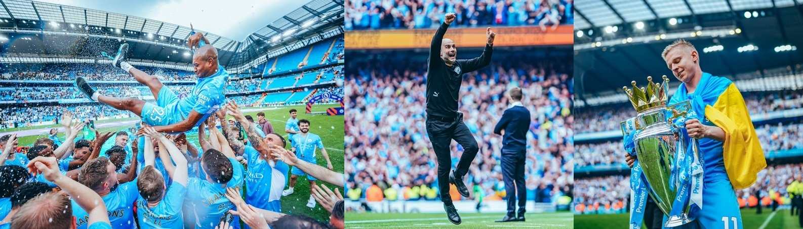 Man City claim Premier League title with dramatic 3-2 win at Aston Villa, Liverpool end one point behind (Ld).(Photos: Manchester City Twitter handle)