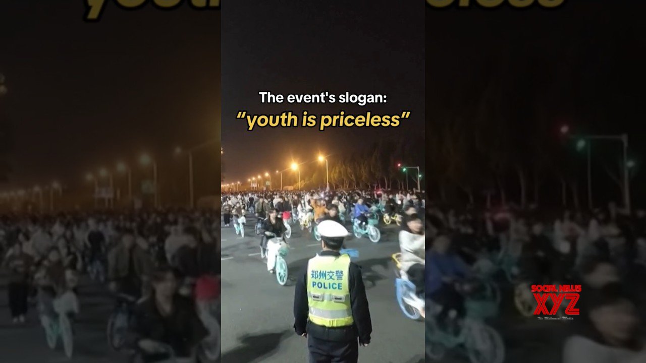 Thousands of bikers in China clog highways in search of good soup dumplings #shorts (Video)