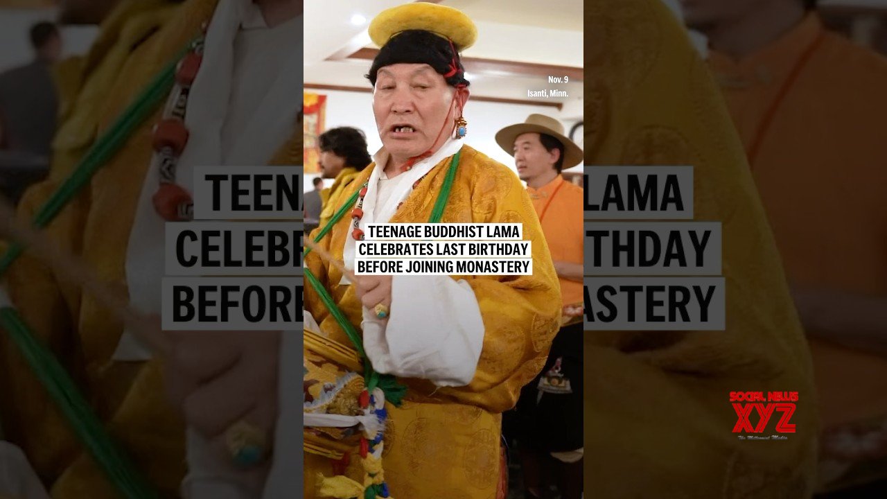 Teenage Buddhist lama celebrates last birthday before joining monastery (Video)