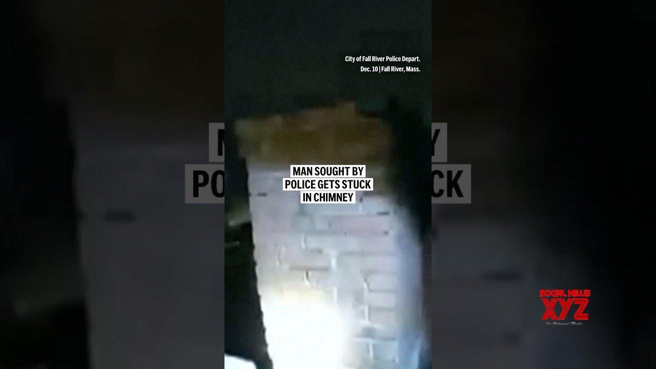 Man sought by police gets stuck in chimney (Video)