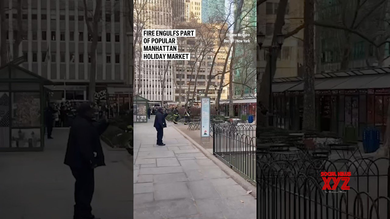 Fire engulfs part of popular Manhattan holiday market (Video)
