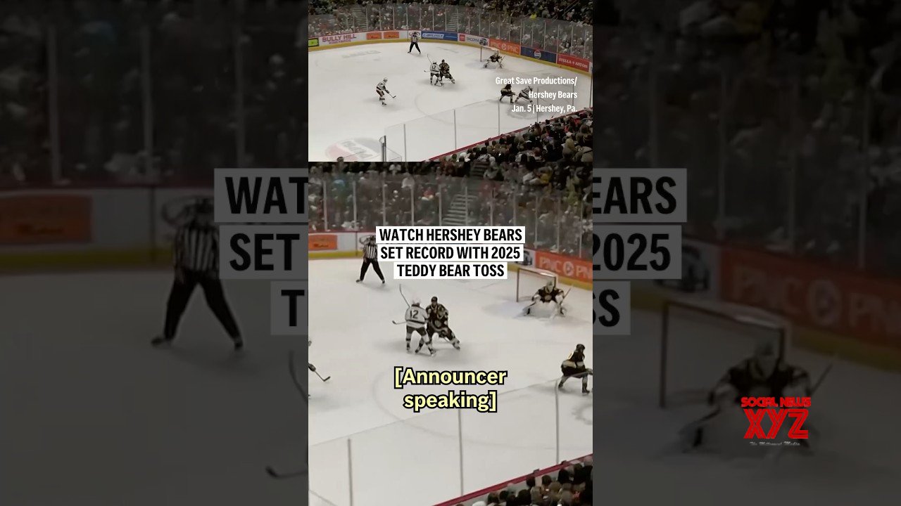 Watch Hershey Bears set record with 2025 teddy bear toss (Video)