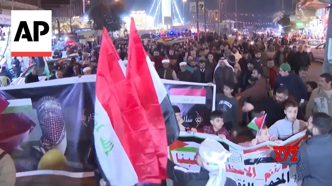 Hundreds in Iraq celebrate ceasefire announcement in Gaza (Video)