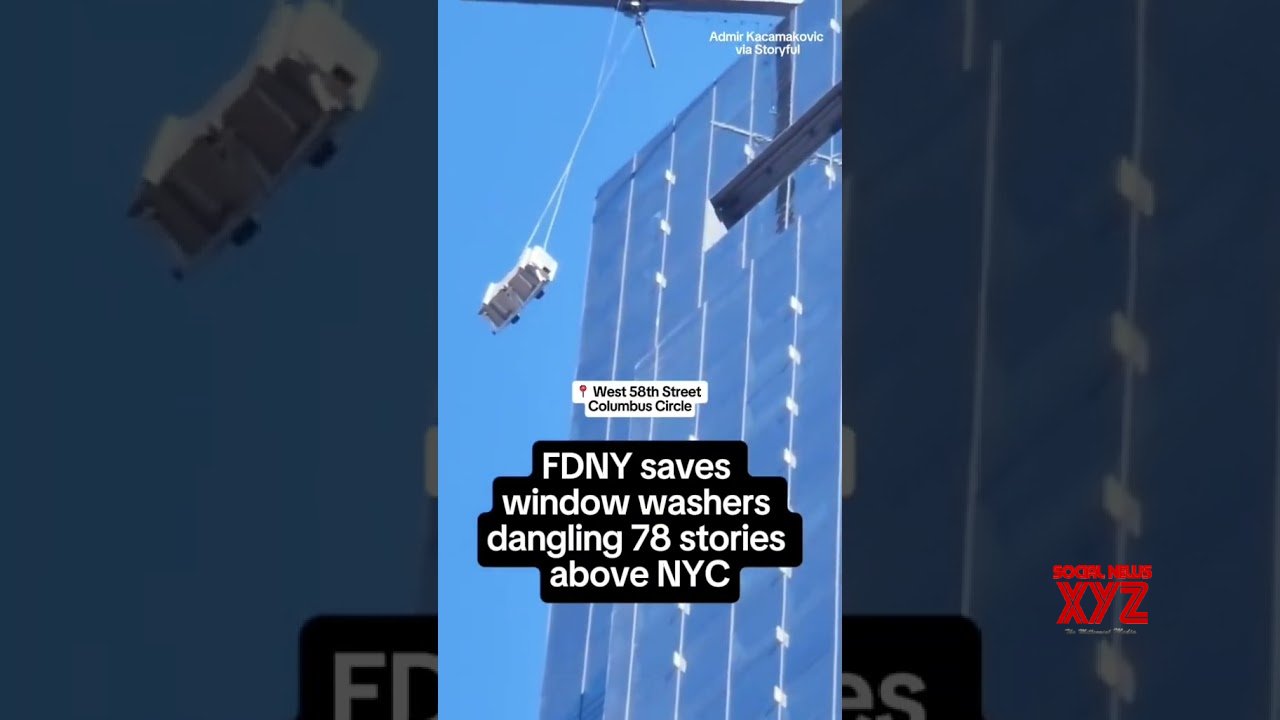 Firefighters save window washers dangling 78 stories above midtown Manhattan #shorts (Video)