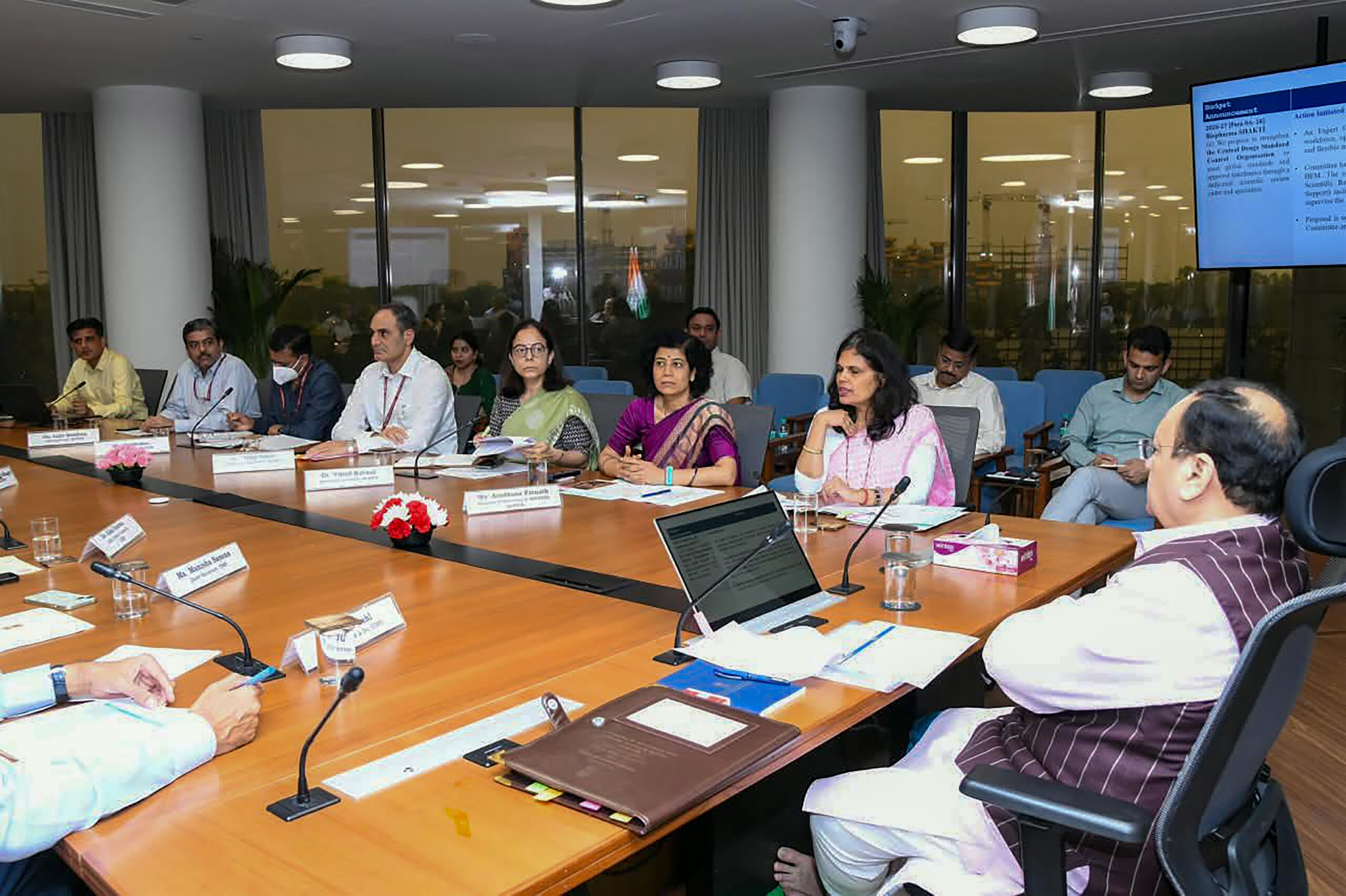 New Delhi: Union Health Minister Jagat Prakash Nadda reviews the progress of key health sector initiatives announced in the Union Budget 2026-27, with a focus on their time-bound implementation and measurable outcomes, in New Delhi on Thursday, August 27, 2026. (Photo: IANS/X/@JPNadda)