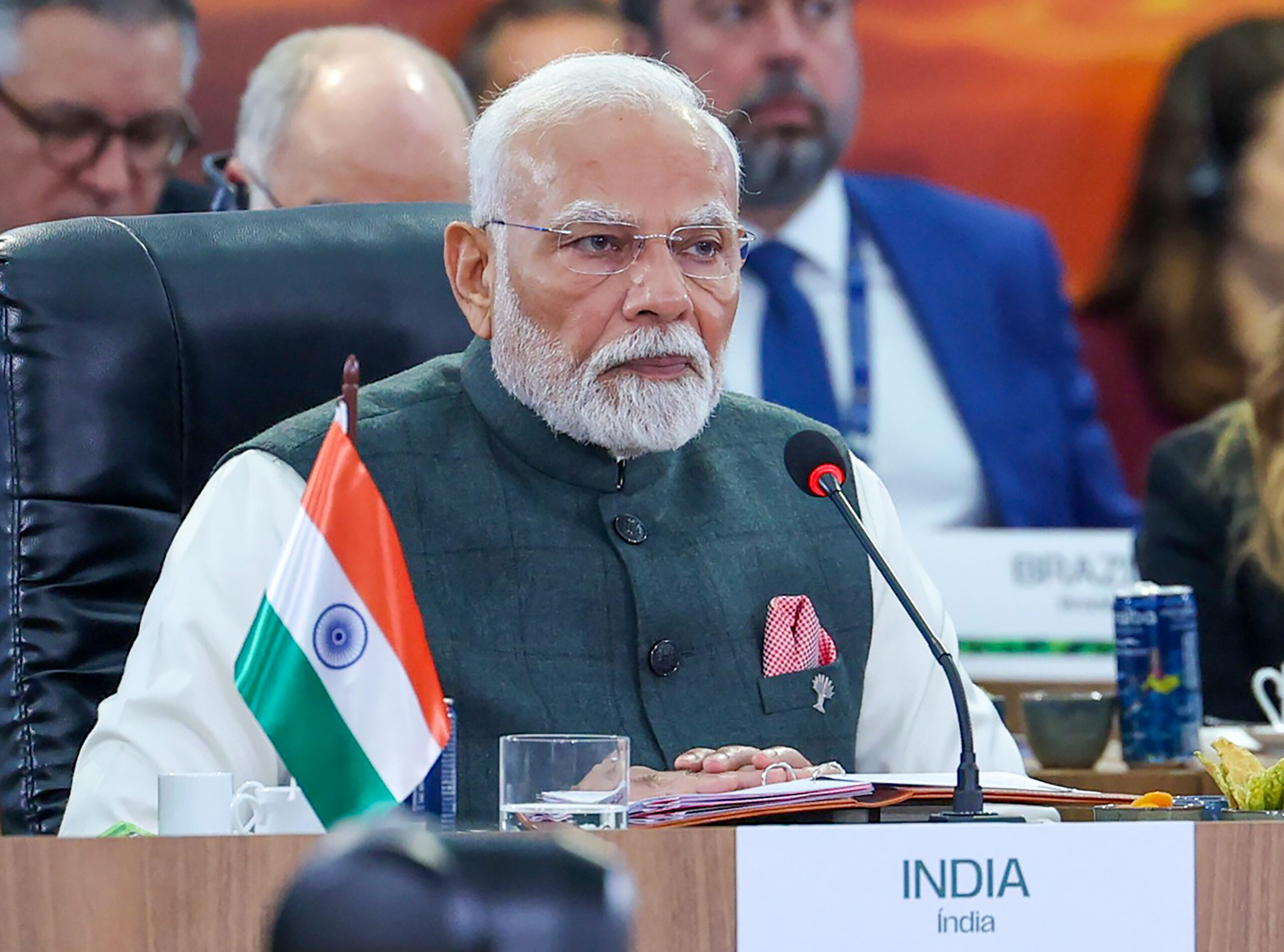 Rio de Janeiro: Prime Minister Narendra Modi addresses the session on ‘Environment, COP30, and Global Health’ at the BRICS Summit in Rio de Janeiro, Brazil on Monday, July 07, 2025. (Photo: IANS/PMO)