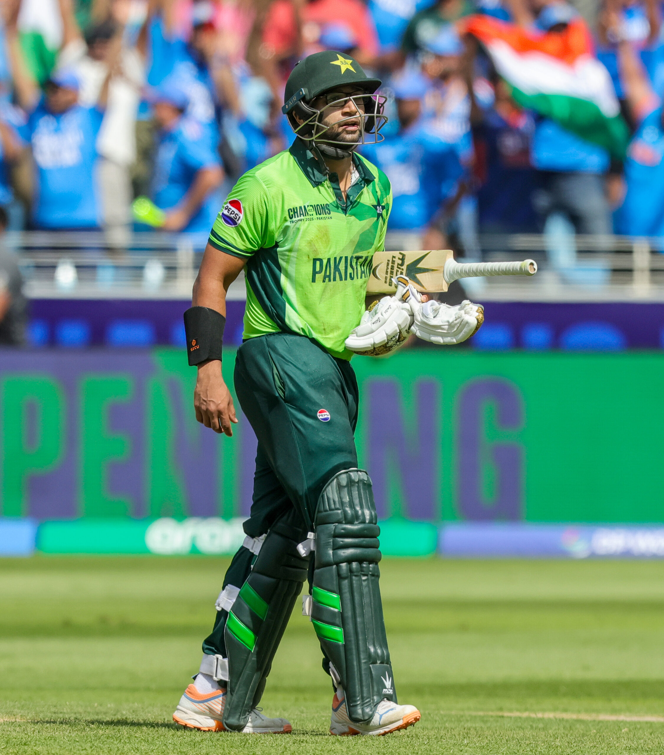 Dubai: Pakistan's Imam-ul-Haq walks off the field after his dismissal during the ICC Champions Trophy match between Pakistan and India at Dubai International Stadium, in Dubai, on Sunday, February 23, 2025. (Photo: IANS/Raj Kumar)