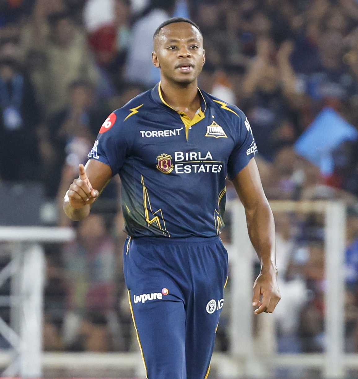 Ahmedabad: Gujarat Titans' Kagiso Rabada celebrates the wicket of Royal Challengers Bengaluru's Devdutt Padikkal during the Indian Premier League (IPL) 2026 final match between Royal Challengers Bengaluru and Gujarat Titans in Ahmedabad, Gujarat, on Sunday, May 31, 2026. (Photo: IANS)