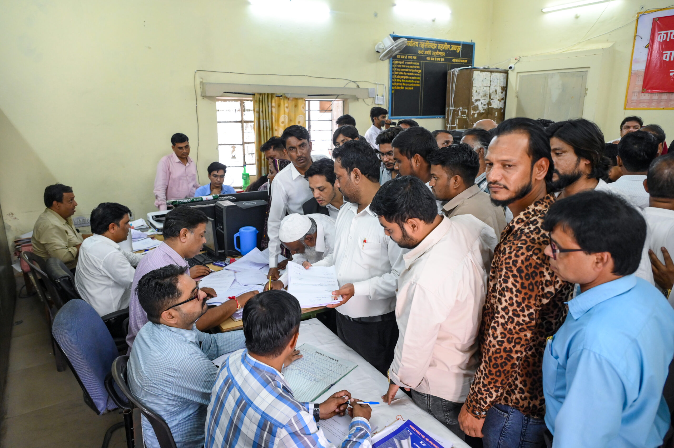 Jaipur: BJP supporters gather outside the District Collectorate Office in Bani Park during the nomination filing for the Jaipur Municipal Corporation elections in Jaipur, Rajasthan, on Monday, August 31, 2026. (Photo: IANS)