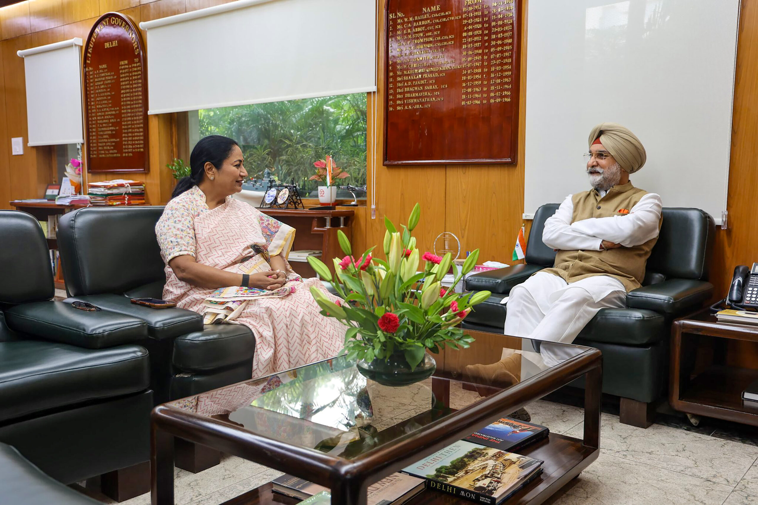 New Delhi: Delhi Lt Governor Sardar Taranjit Singh Sandhu with Chief Minister Rekha Gupta during a meeting at Lok Niwas in New Delhi on Monday, August 31, 2026. (Photo: IANS/X/@LokNiwasDelhi)