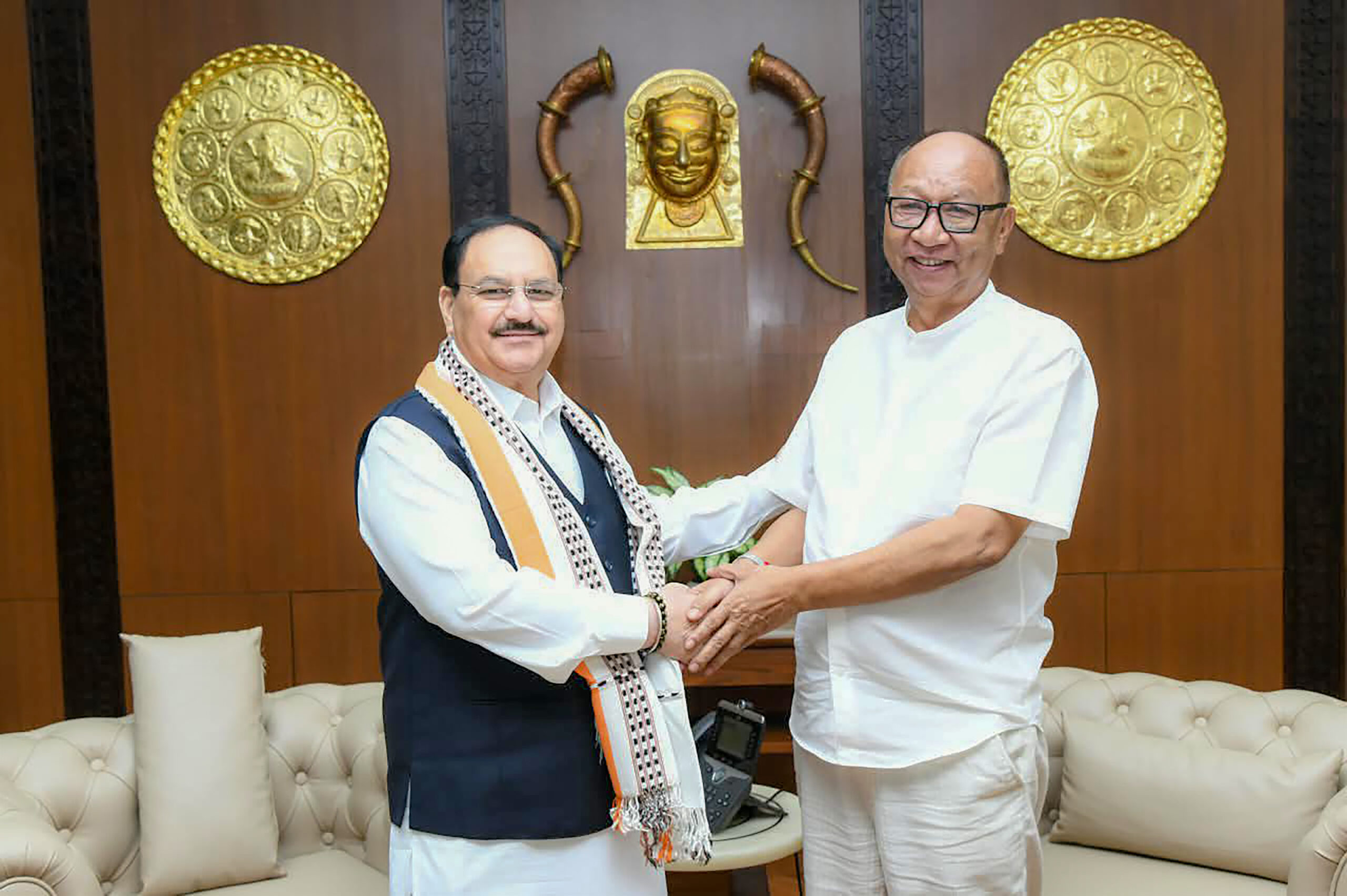 New Delhi: Manipur Chief Minister Khemchand Yumnam meets Union Minister for Health and Family Welfare J.P. Nadda, in New Delhi on Monday, August 31, 2026. (Photo: IANS/X/@YKhemchandSingh)