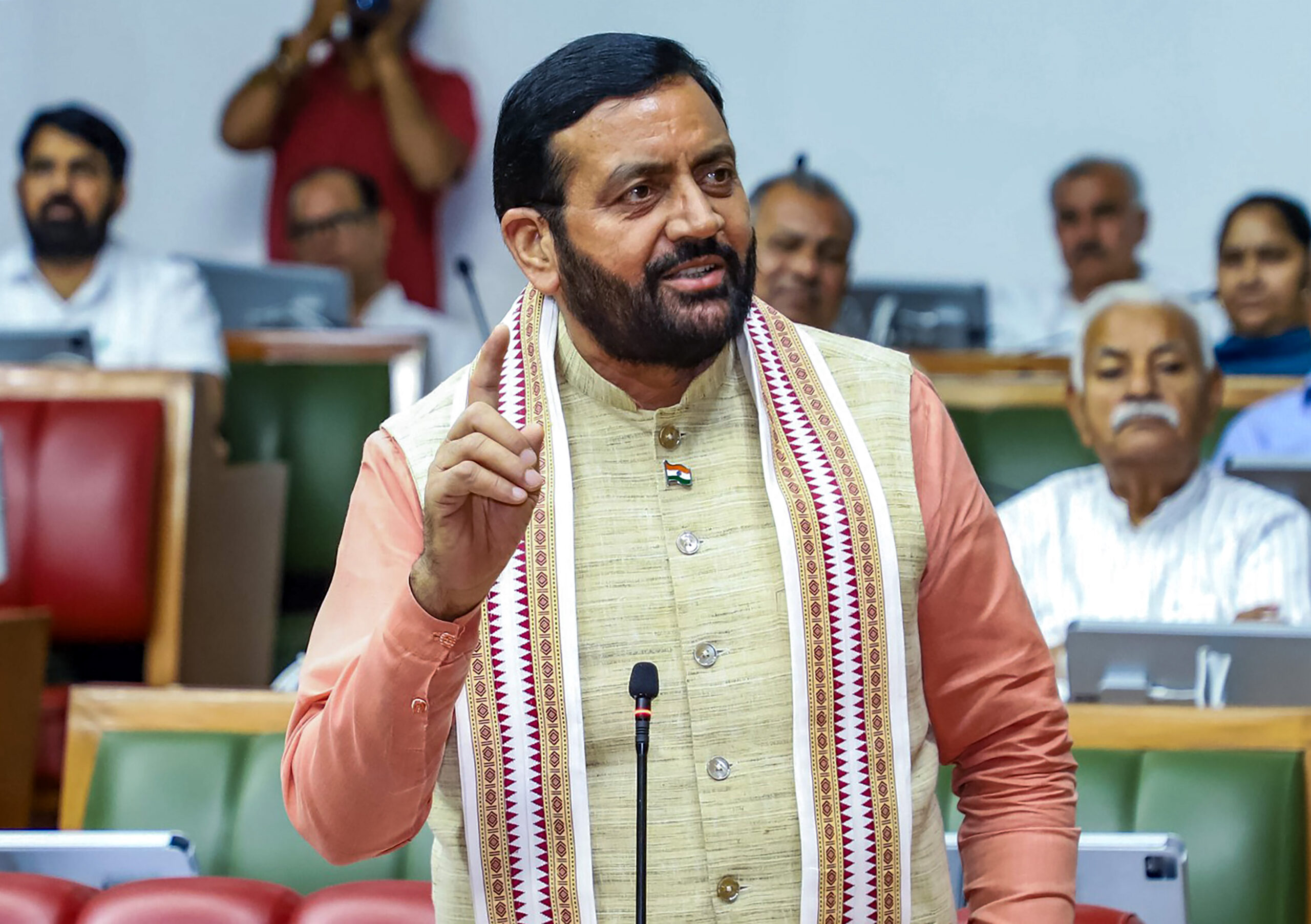Kurukshetra: Haryana Chief Minister Nayab Singh Saini speaks during a review of ongoing development works aimed at transforming Kurukshetra into an international religious and spiritual destination, including the redevelopment of Brahm Sarovar and surrounding areas, renovation of Gita Dwar and infrastructure projects, in Kurukshetra on Tuesday, September 1, 2026. (Photo: IANS/X/@NayabSainiBJP)