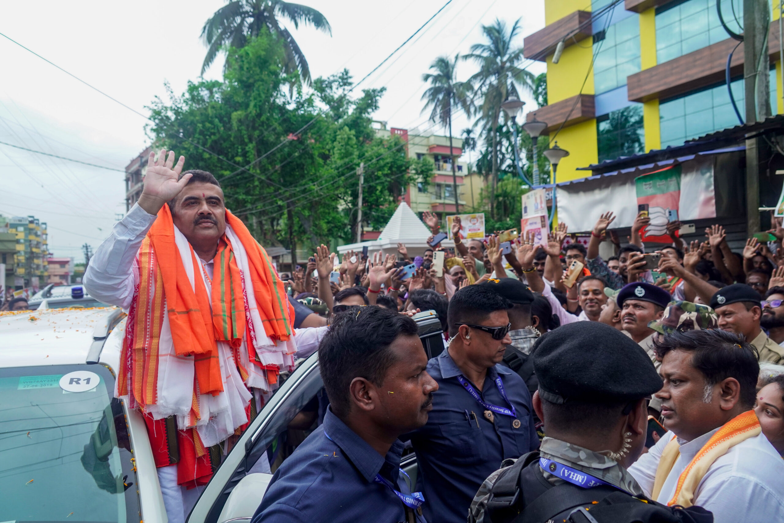 Balurghat: West Bengal Chief Minister Suvendu Adhikari waves to the gathering during his first visit to Balurghat, in Dakshin Dinajpur district, on Wednesday, September 2, 2026. (Photo: IANS)