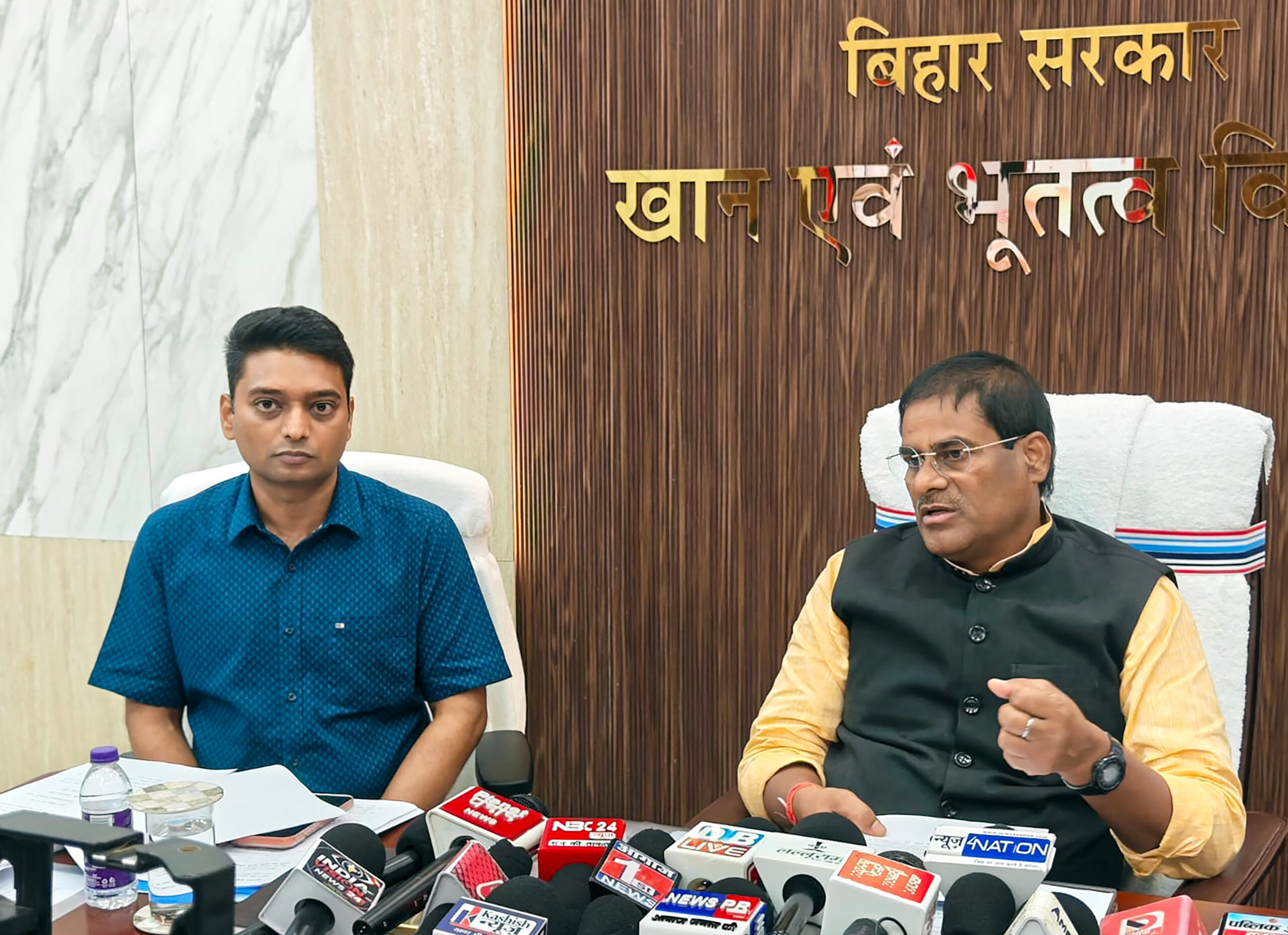 Patna: Bihar Art, Culture and Youth Minister Pramod Chandravanshi addresses a press conference in Patna on Monday, September 7, 2026. (Photo: IANS)