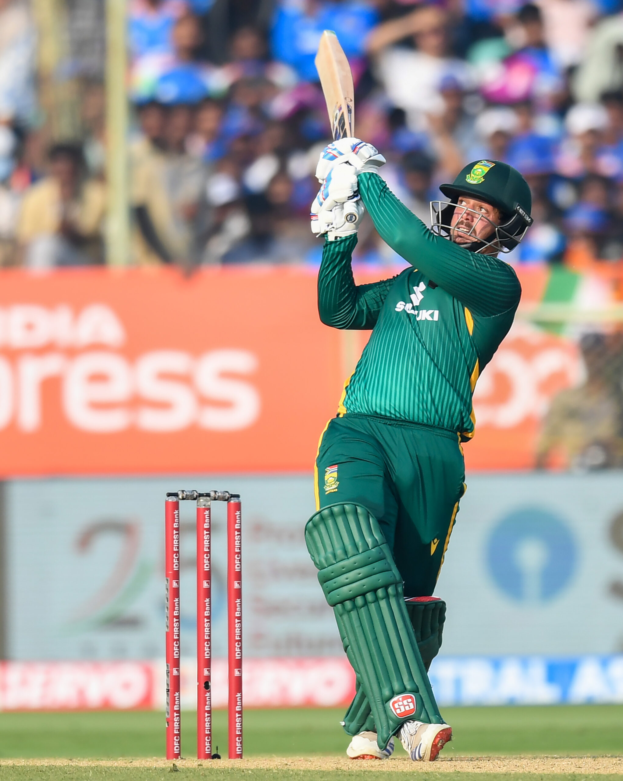 Visakhapatnam: South Africa’s Quinton de Kock plays a shot during the third ODI match between India and South Africa at the ACA-VDCA Cricket Stadium in Visakhapatnam on Saturday, December 6, 2025. (Photo: IANS)