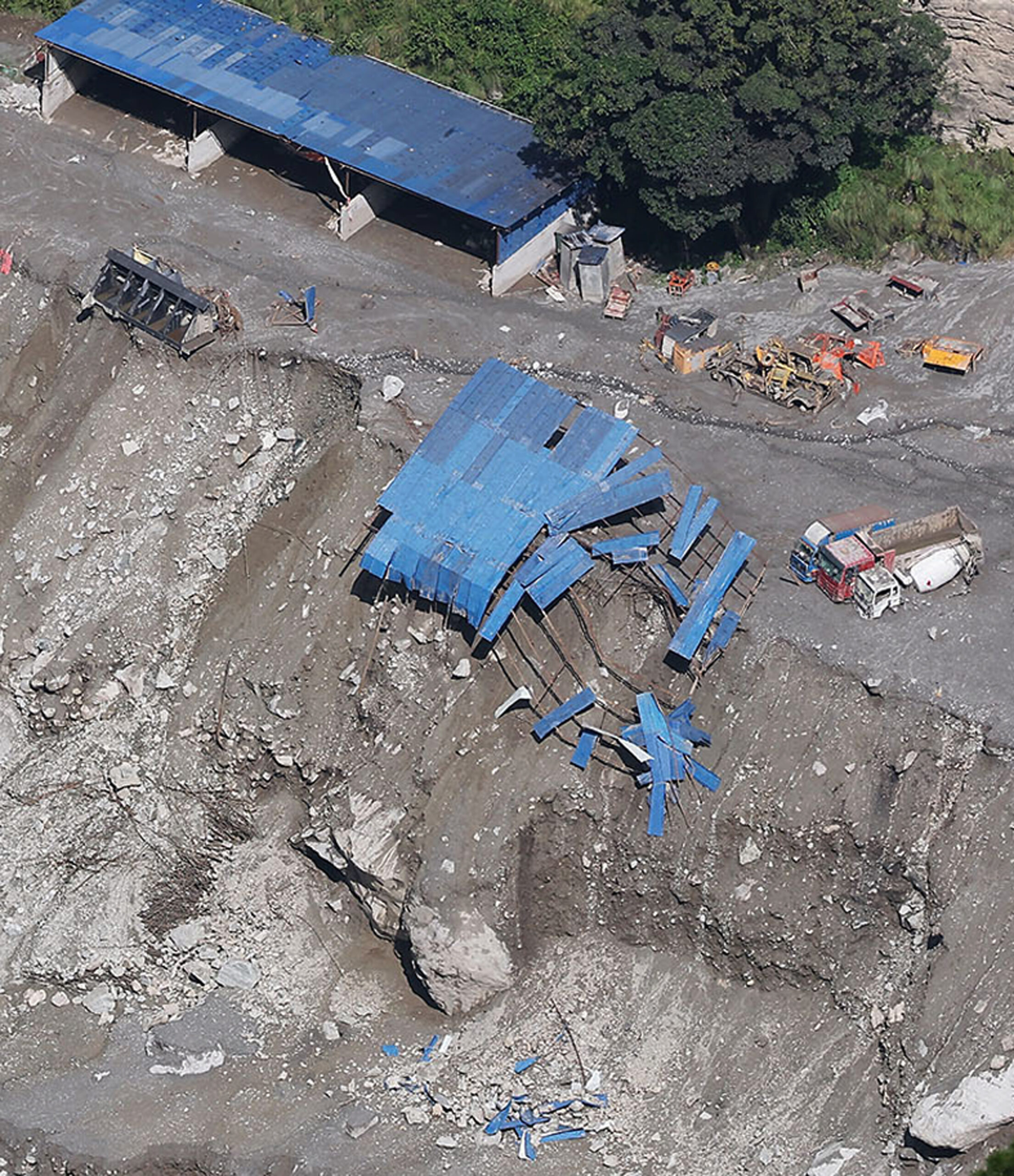 Rasuwa: This photo, taken Sept. 1, 2026, shows a hydroelectric power plant construction site covered with debris in Nepal's Rasuwa district following massive floods in the region, which members of a South Korean government rapid response team reached by helicopter to find nine South Korean workers who remained missing. (Yonhap via IANS)