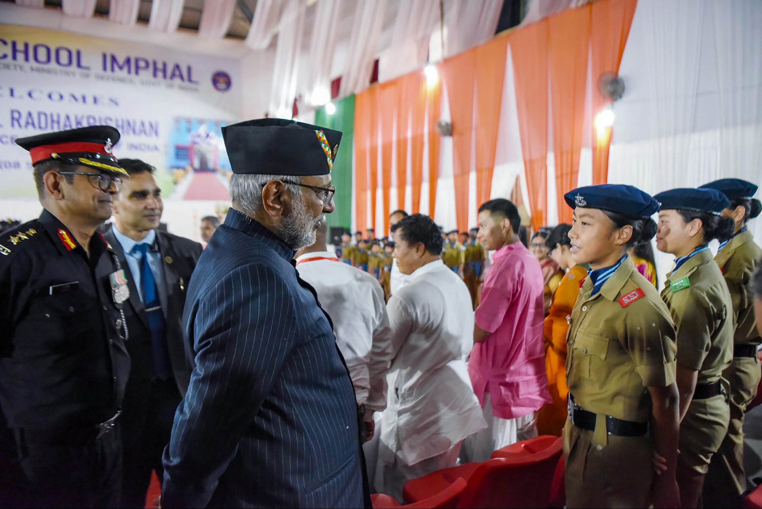 Imphal: CP Radhakrishnan Visits Sainik School #Gallery Imphal: CP Radhakrishnan Visits Sainik School #Gallery