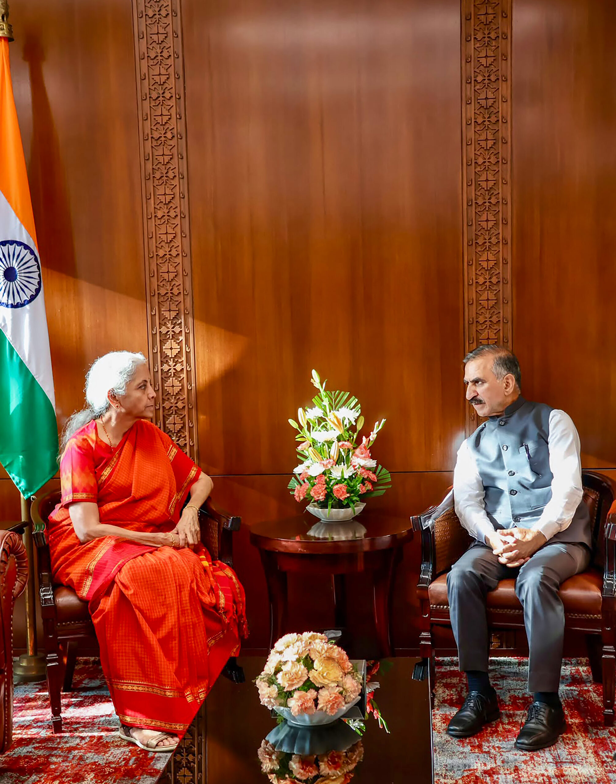 New Delhi: Himachal Pradesh Chief Minister Sukhvinder Singh Sukhu calls on Union Finance Minister Nirmala Sitharaman, in New Delhi on Tuesday, September 8, 2026. (Photo: IANS/X/@nsitharamanoffc)