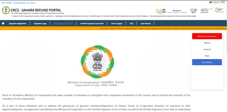 Govt restores CRCS-Sahara refund portal to expedite claims of genuine depositors Govt restores CRCS-Sahara refund portal to expedite claims of genuine depositors