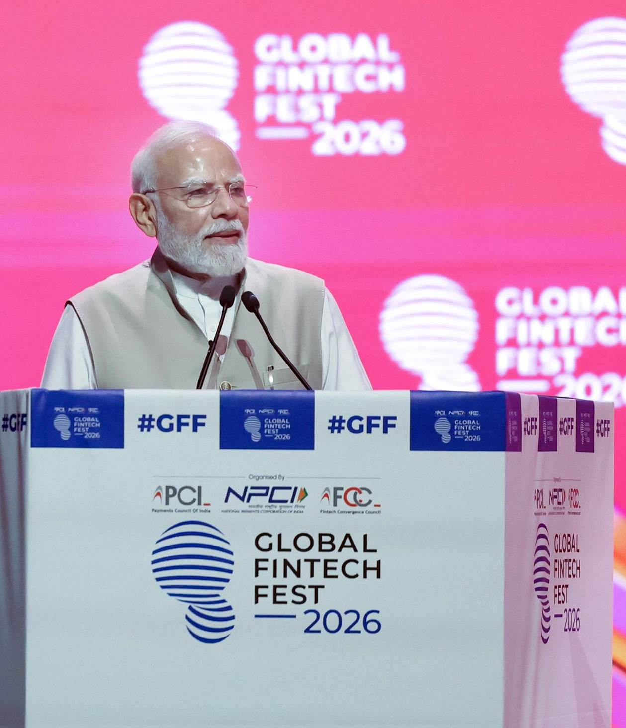 Mumbai: Prime Minister Narendra Modi addresses the Global Fintech Fest (GFF) 2026 in Mumbai on Tuesday, September 8, 2026. (Photo: IANS/PMO)