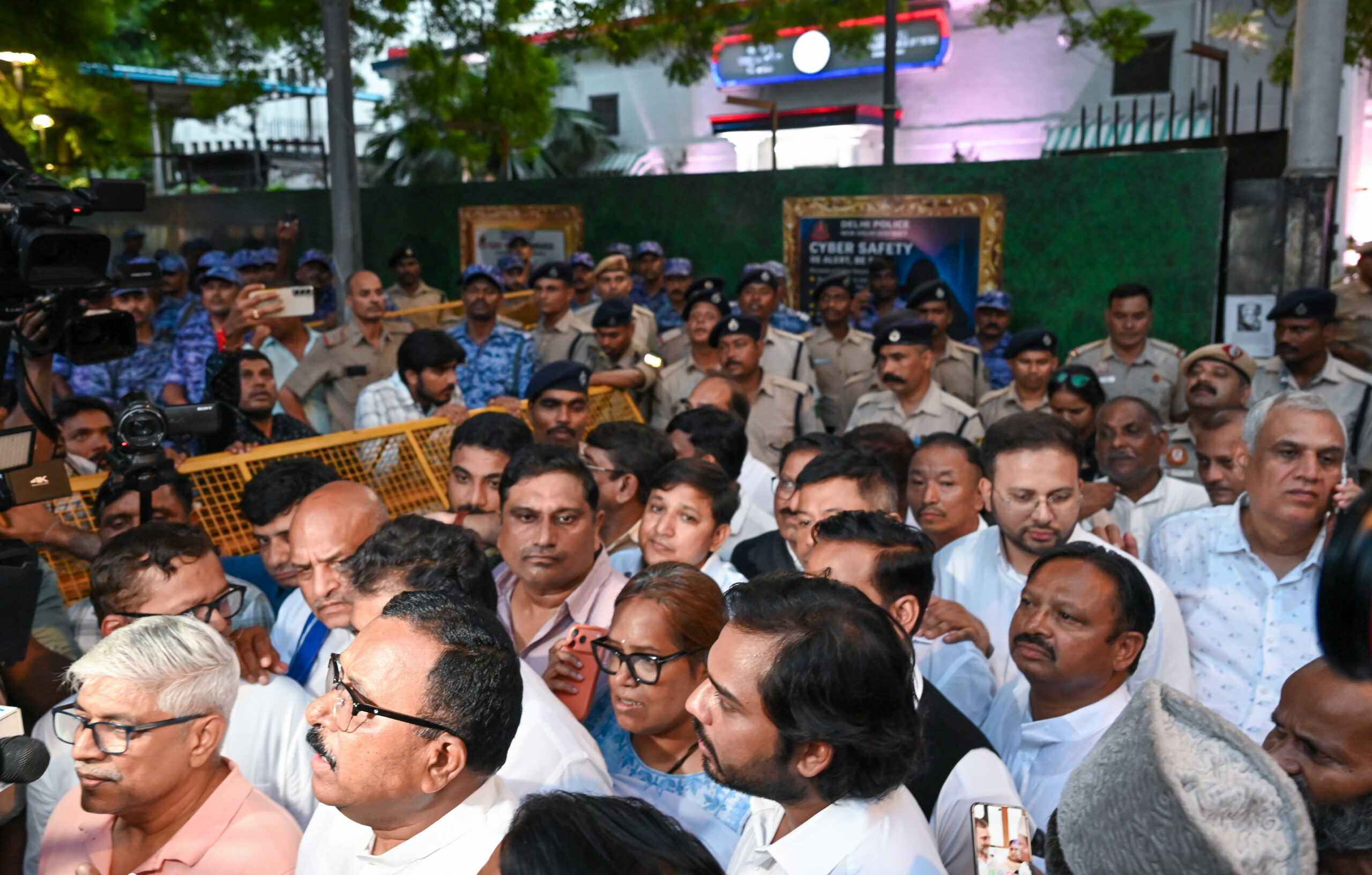 New Delhi: A Congress delegation leaves Parliament Street Police Station after lodging a complaint and demanding registration of a Zero FIR over the alleged “purification” ritual carried out at Haldwani’s Ramlila Maidan following Congress President Mallikarjun Kharge’s rally, in New Delhi on Tuesday, September 8, 2026. (Photo: IANS)