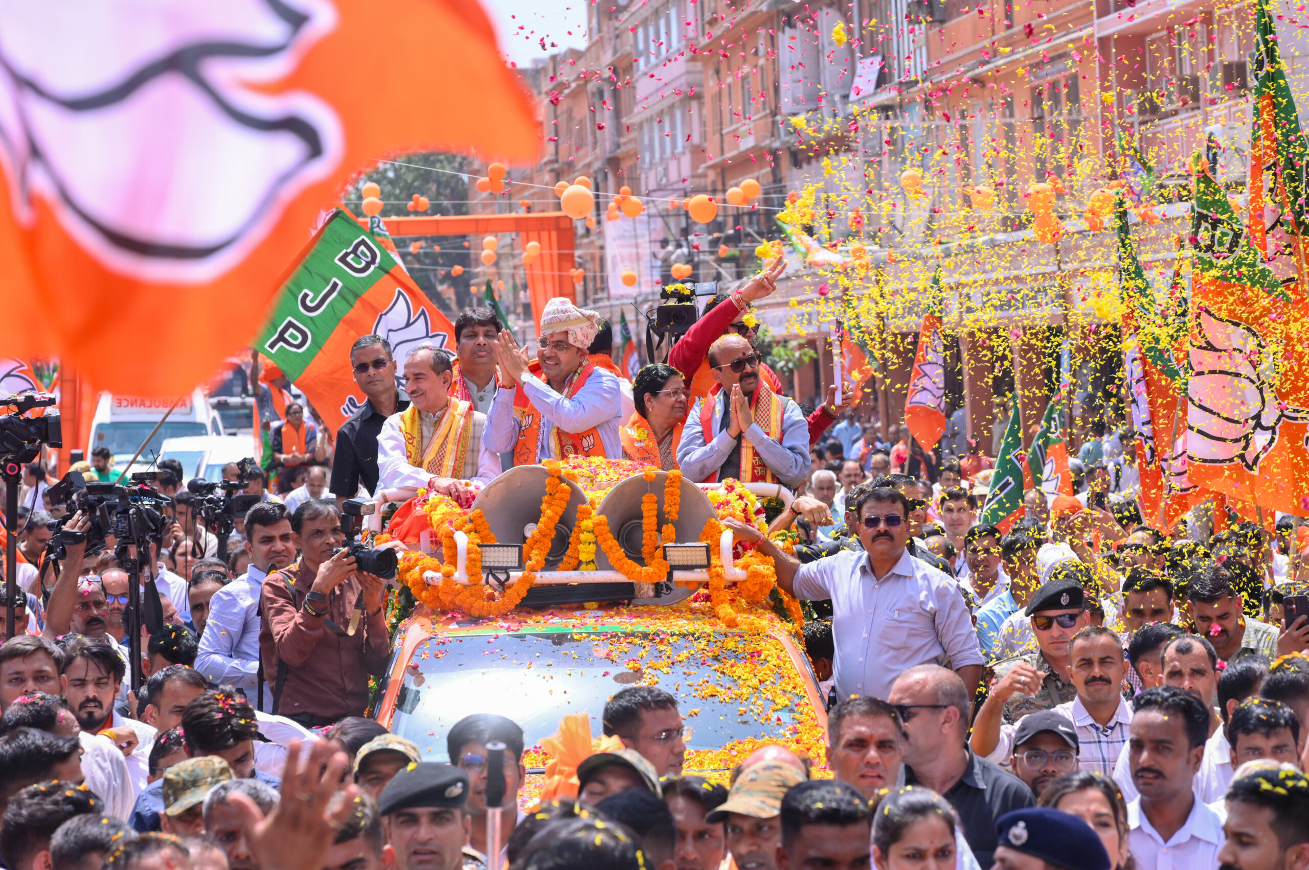 Jaipur: Bhajan Lal Sharma holds BJP roadshow #Gallery Jaipur: Bhajan Lal Sharma holds BJP roadshow #Gallery