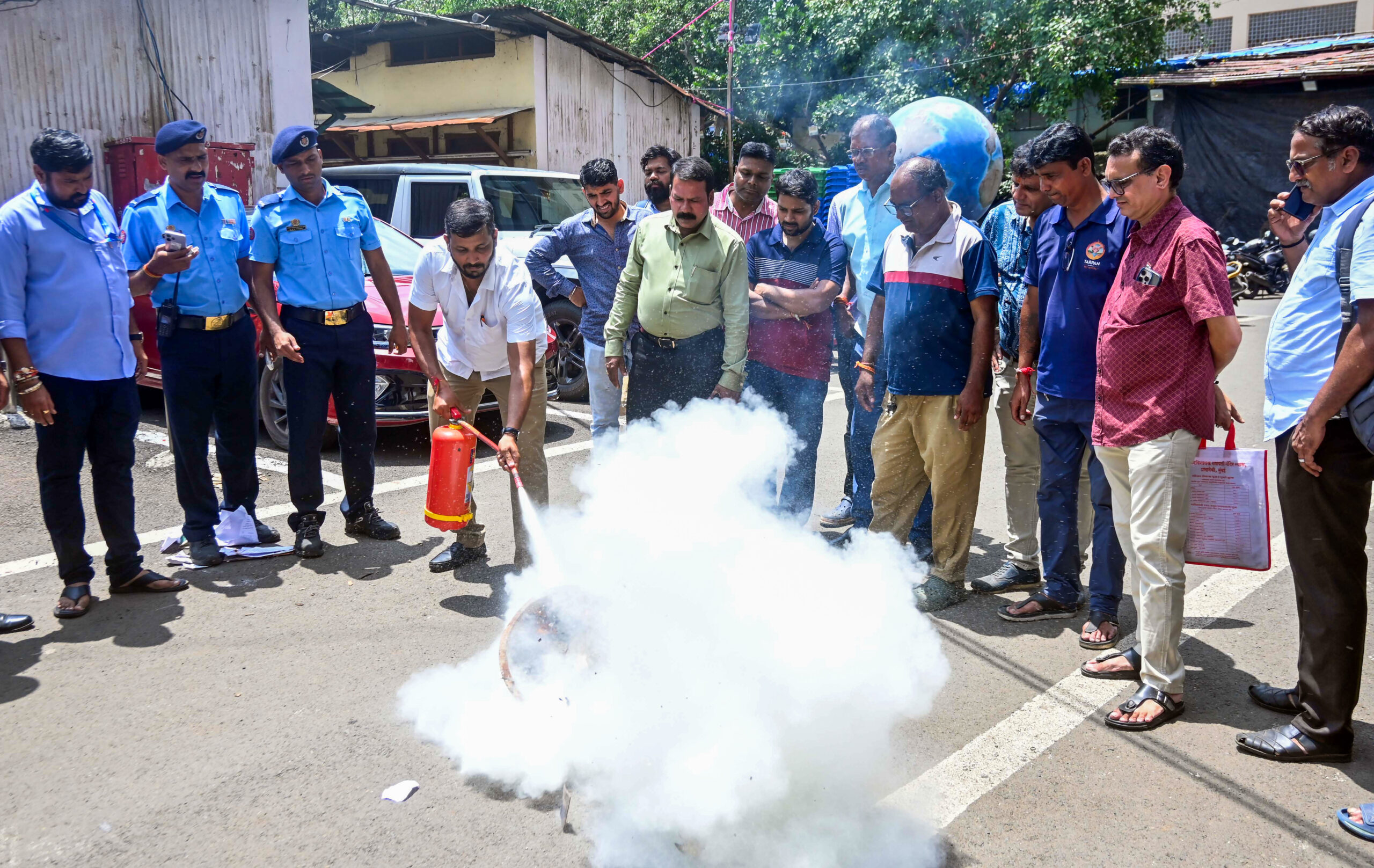 Mumbai: Ganesh mandal volunteers attend a training session on fire safety, CPR and emergency response ahead of the Ganesh Chaturthi festival in Mumbai on Wednesday, September 9, 2026. (Photo: IANS)