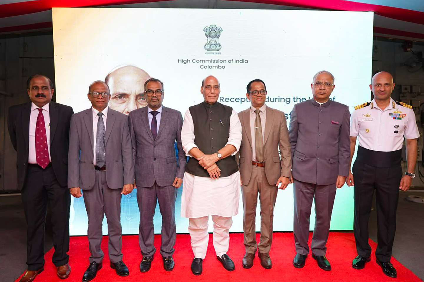 Colombo: Rajnath Singh attends deck reception organized onboard INS Udaygiri at Colombo port - #Gallery Colombo: Rajnath Singh attends deck reception organized onboard INS Udaygiri at Colombo port - #Gallery