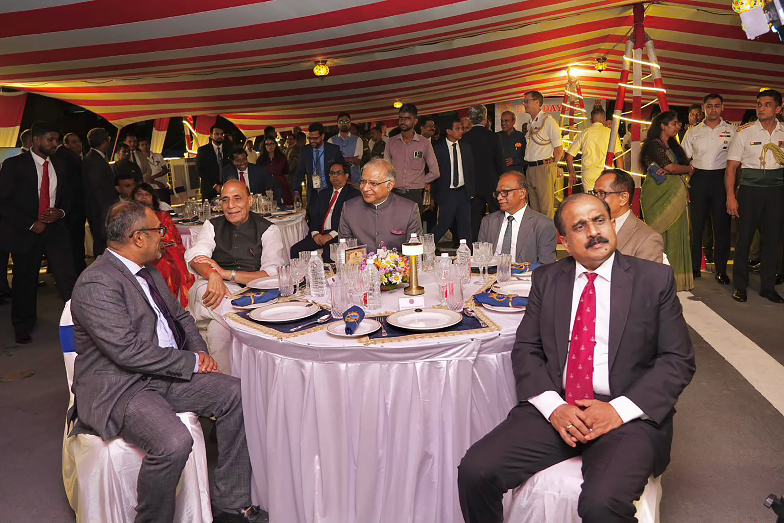 Colombo: Rajnath Singh attends deck reception organized onboard INS Udaygiri at Colombo port - #Gallery Colombo: Rajnath Singh attends deck reception organized onboard INS Udaygiri at Colombo port - #Gallery