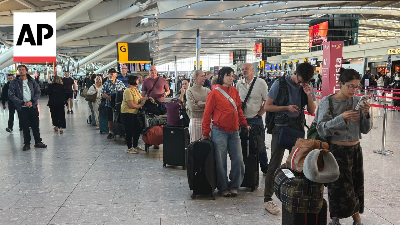 Airlines scramble to dig out from tech problems that canceled 1,750 flights in the UK (Video)