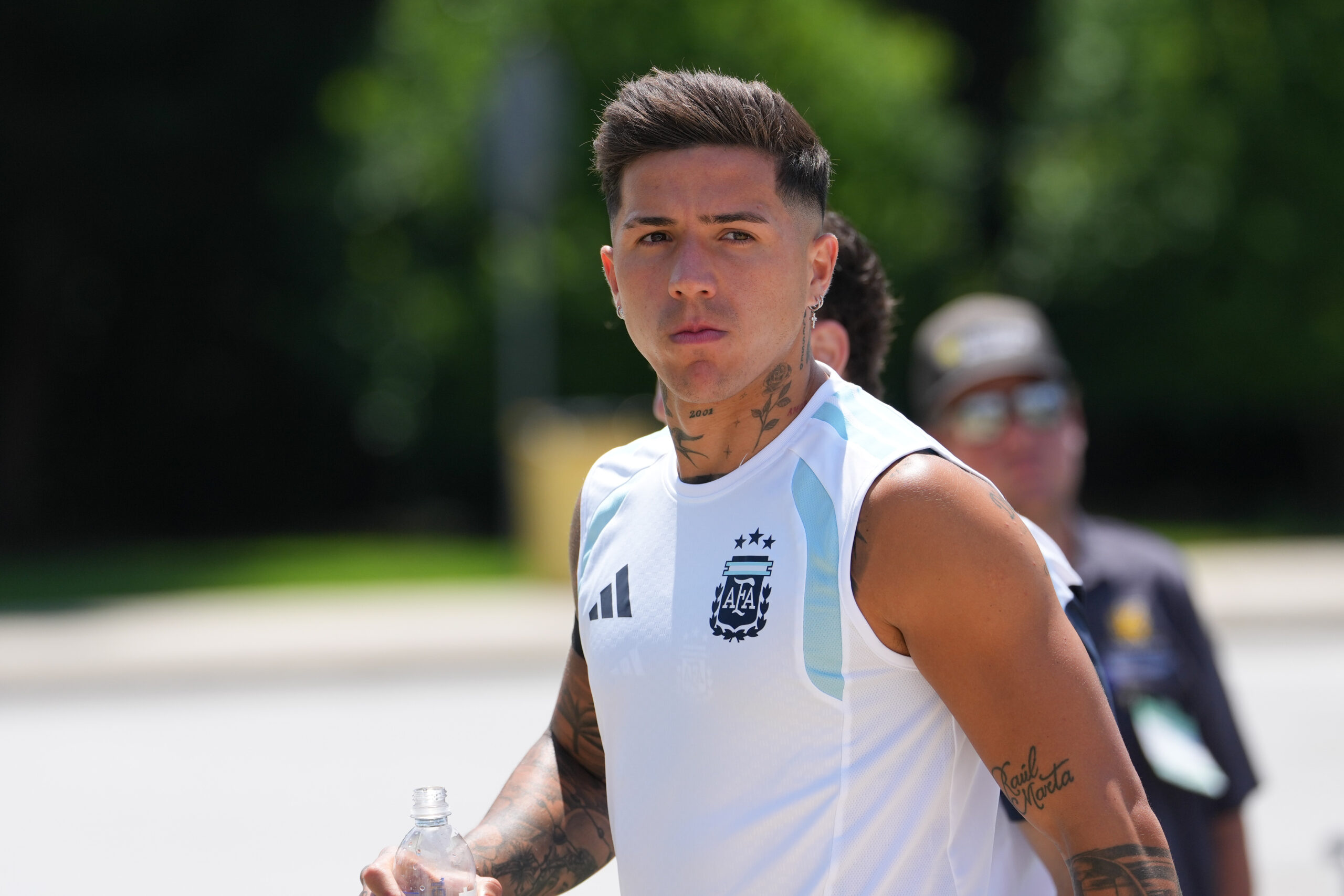 Atlanta: Enzo Fernandez of Argentina arrives for a training session ahead of round of 16 match between Argentina and Egypt at the 2026 FIFA World Cup in Atlanta, the United States, on July 6, 2026. (Xinhua via IANS)