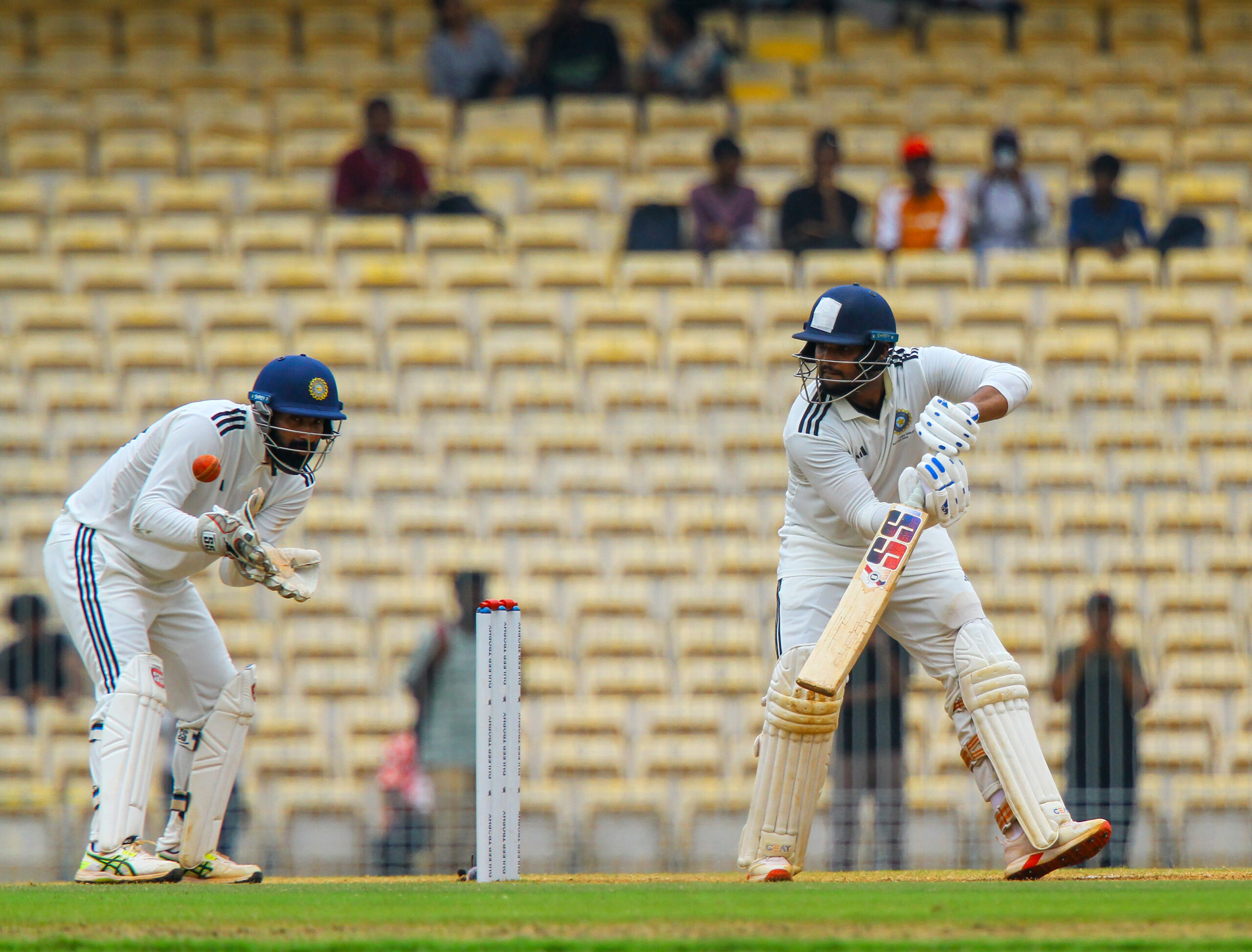 Chennai: East Zone's Md Kounain Quraishi plays a shot during the fifth day of the Duleep Trophy 2026 final match between South Zone and East Zone in Chennai on Thursday, September 10, 2026. (Photo: IANS)