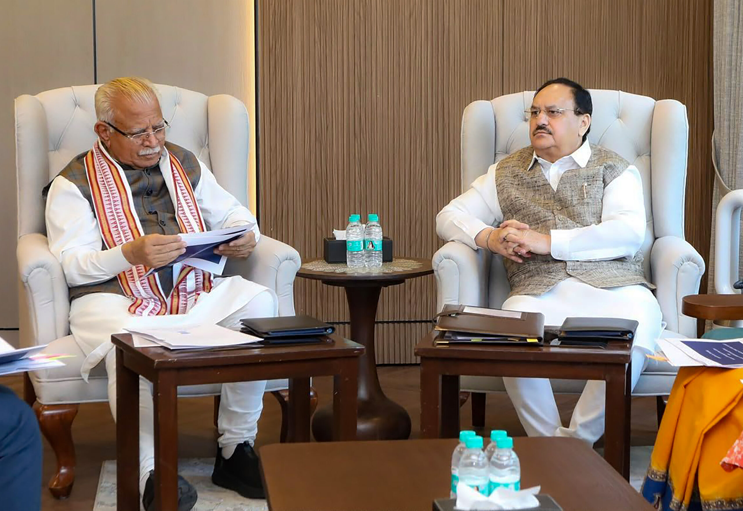New Delhi: JP Nadda and ML Khattar review health projects #Gallery New Delhi: JP Nadda and ML Khattar review health projects #Gallery