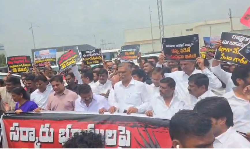 BRS leaders visit plot allegedly allotted to company linked to Telangana CM’s brother BRS leaders visit plot allegedly allotted to company linked to Telangana CM’s brother
