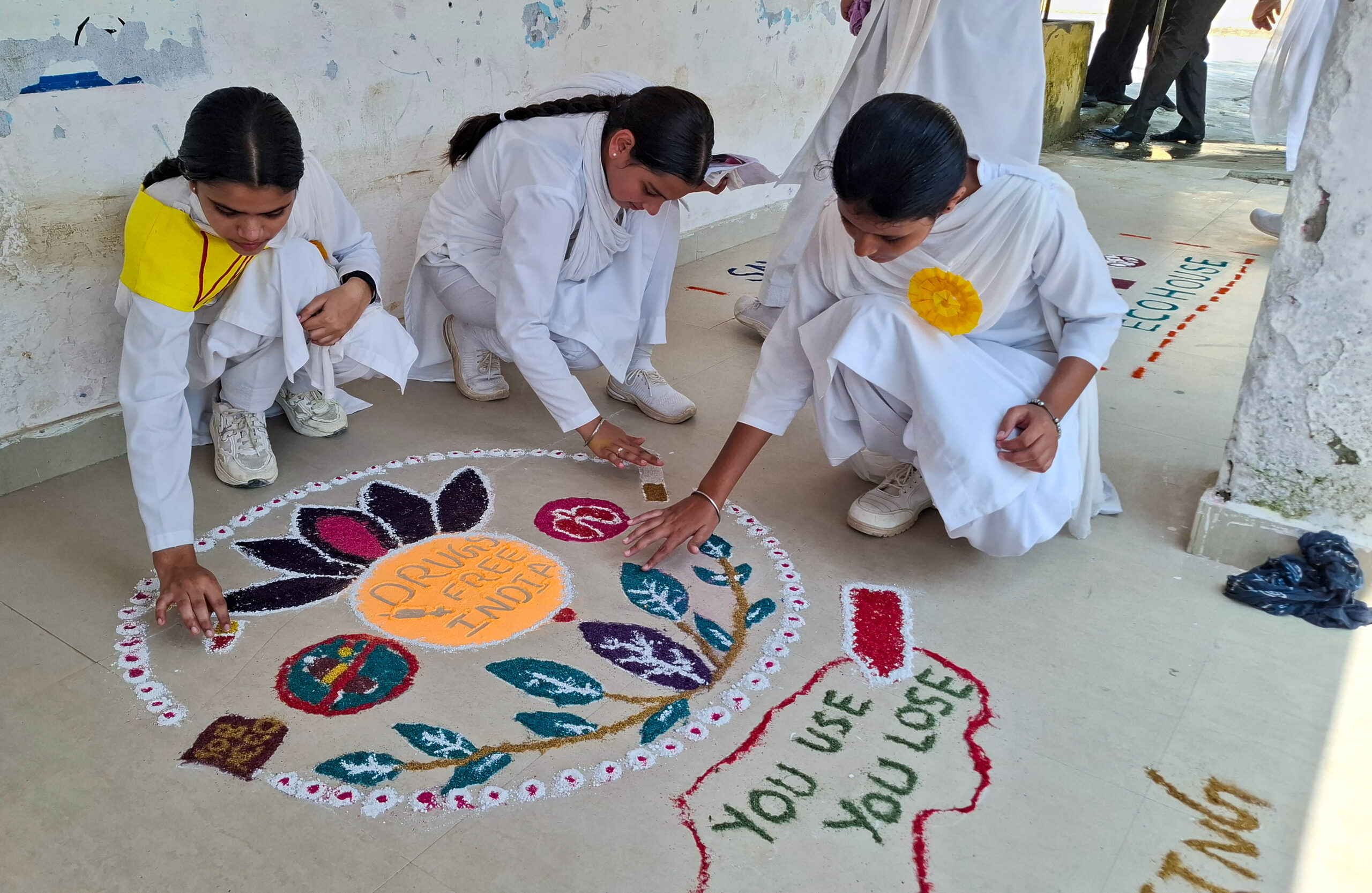 Samba: Schoolchildren Spread Drug Free Message Through Rangoli #Gallery Samba: Schoolchildren Spread Drug Free Message Through Rangoli #Gallery