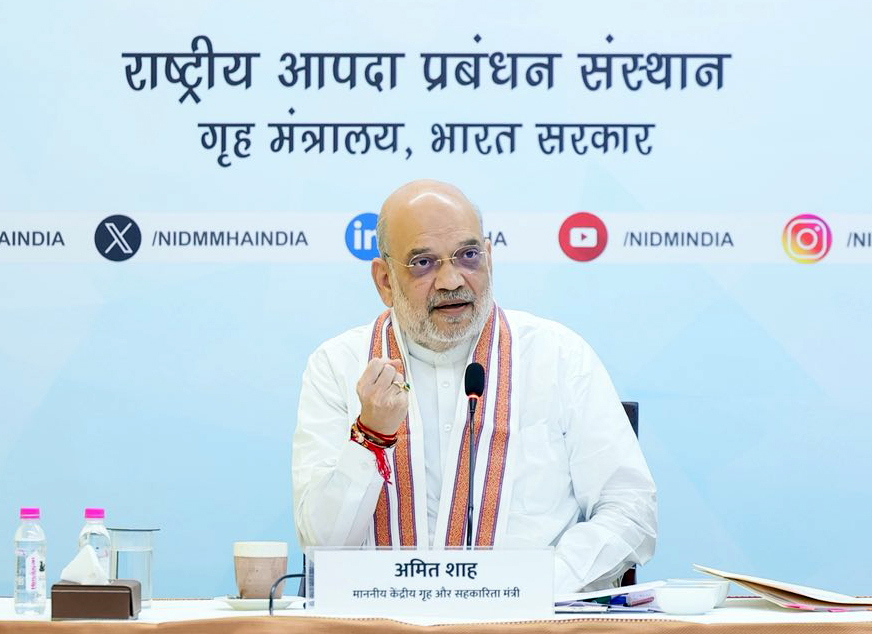 New Delhi: Union Home Minister Amit Shah speaks during a meeting with senior officers at the National Institute of Disaster Management (NIDM) in New Delhi on Thursday, September 10, 2026. (Photo: IANS/X/@AmitShah)