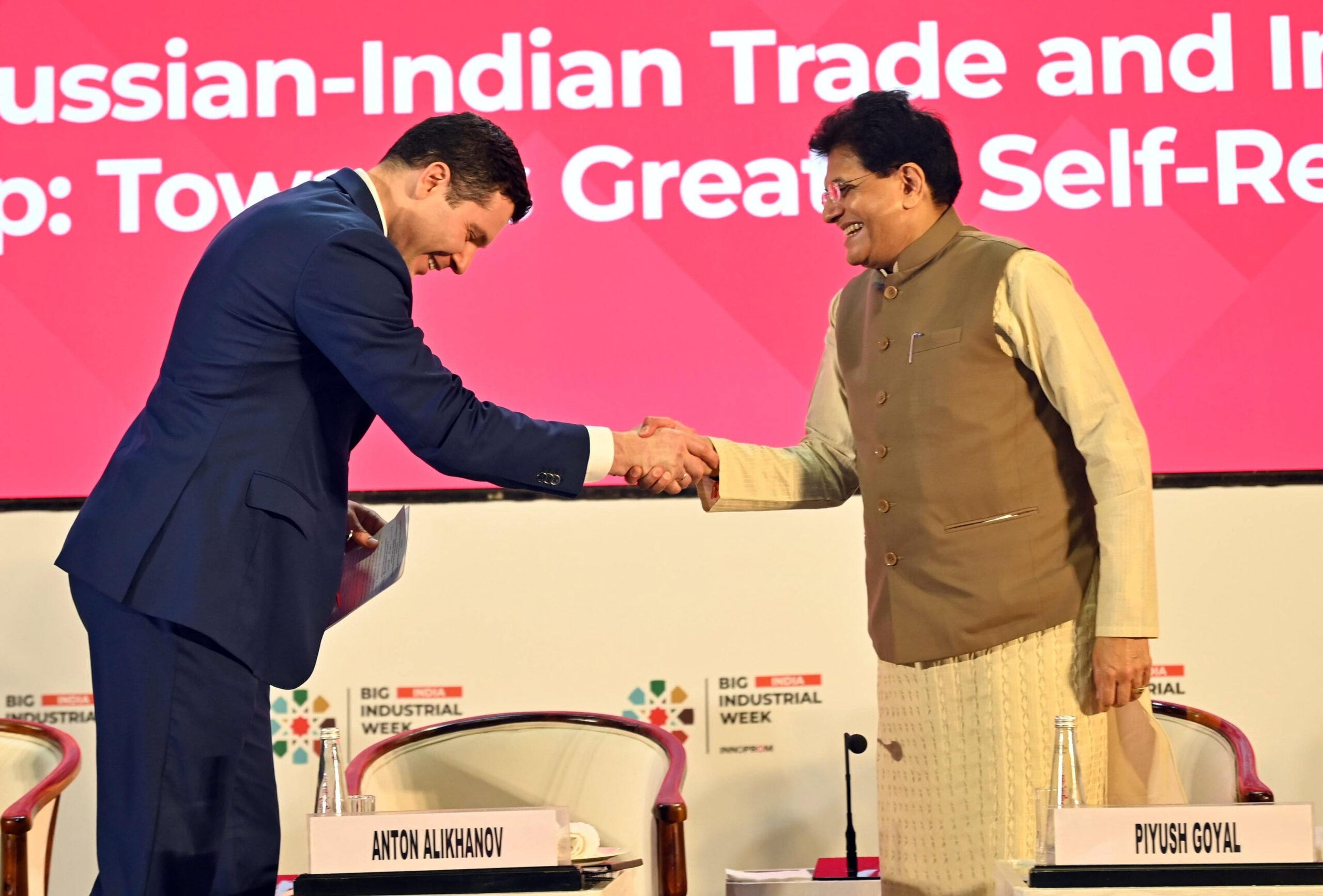 New Delhi: Union Minister for Commerce and Industry Piyush Goyal attends the India-Russia Business Dialogue 2026 alongside Russian Minister of Industry and Trade Anton Alikhanov in New Delhi on Thursday, September 10, 2026. (Photo: IANS/X/@PiyushGoyal)