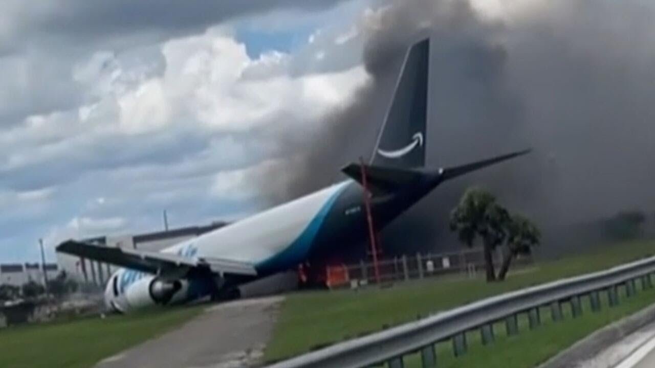 Second pilot on Amazon cargo plane that overshot runway in Miami warned about speed, NTSB says (Video) Second pilot on Amazon cargo plane that overshot runway in Miami warned about speed, NTSB says (Video)