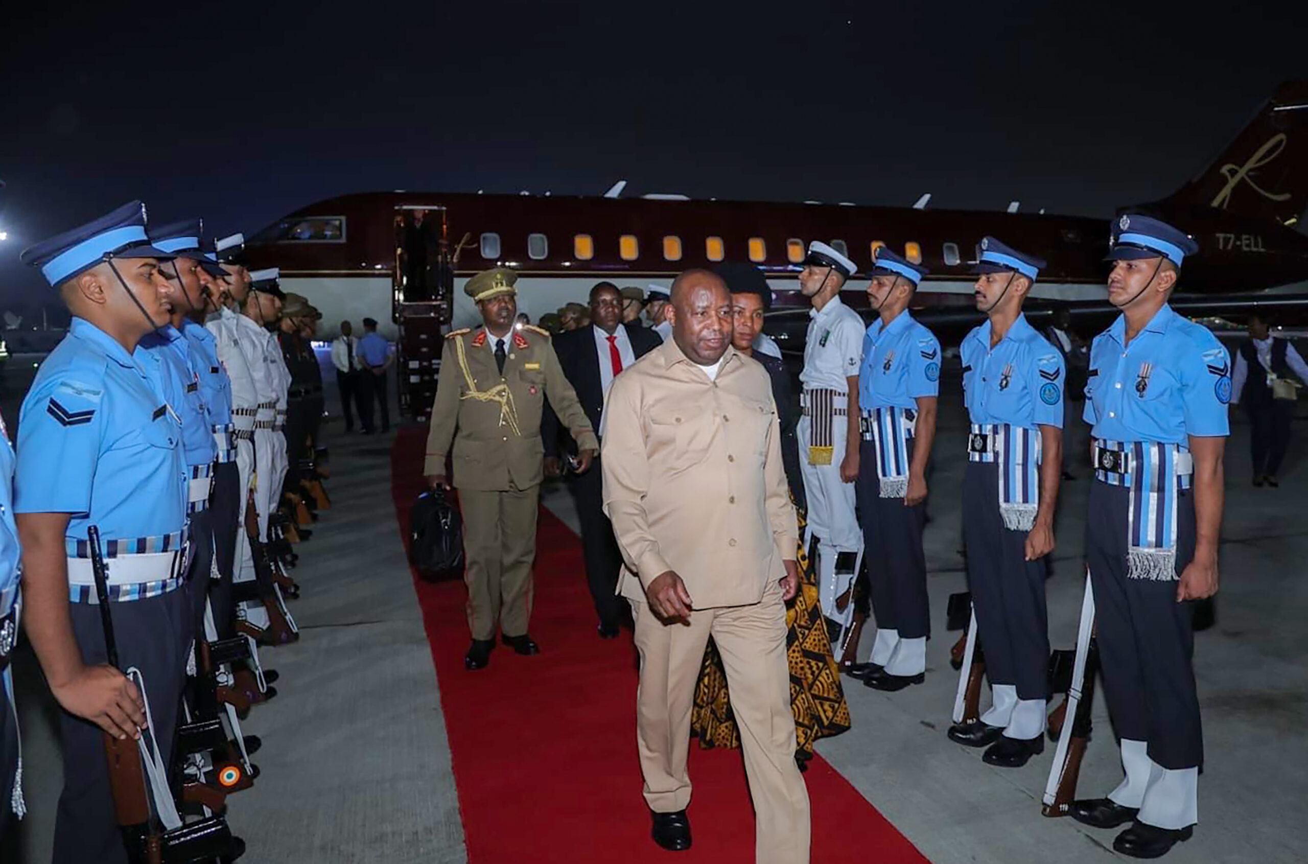 New Delhi: President of Burundi Evariste Ndayishimiye arrives to represent the African Union at the 18th BRICS Summit in New Delhi on Friday, September 11, 2026. (Photo: IANS/X/@MEAIndia)