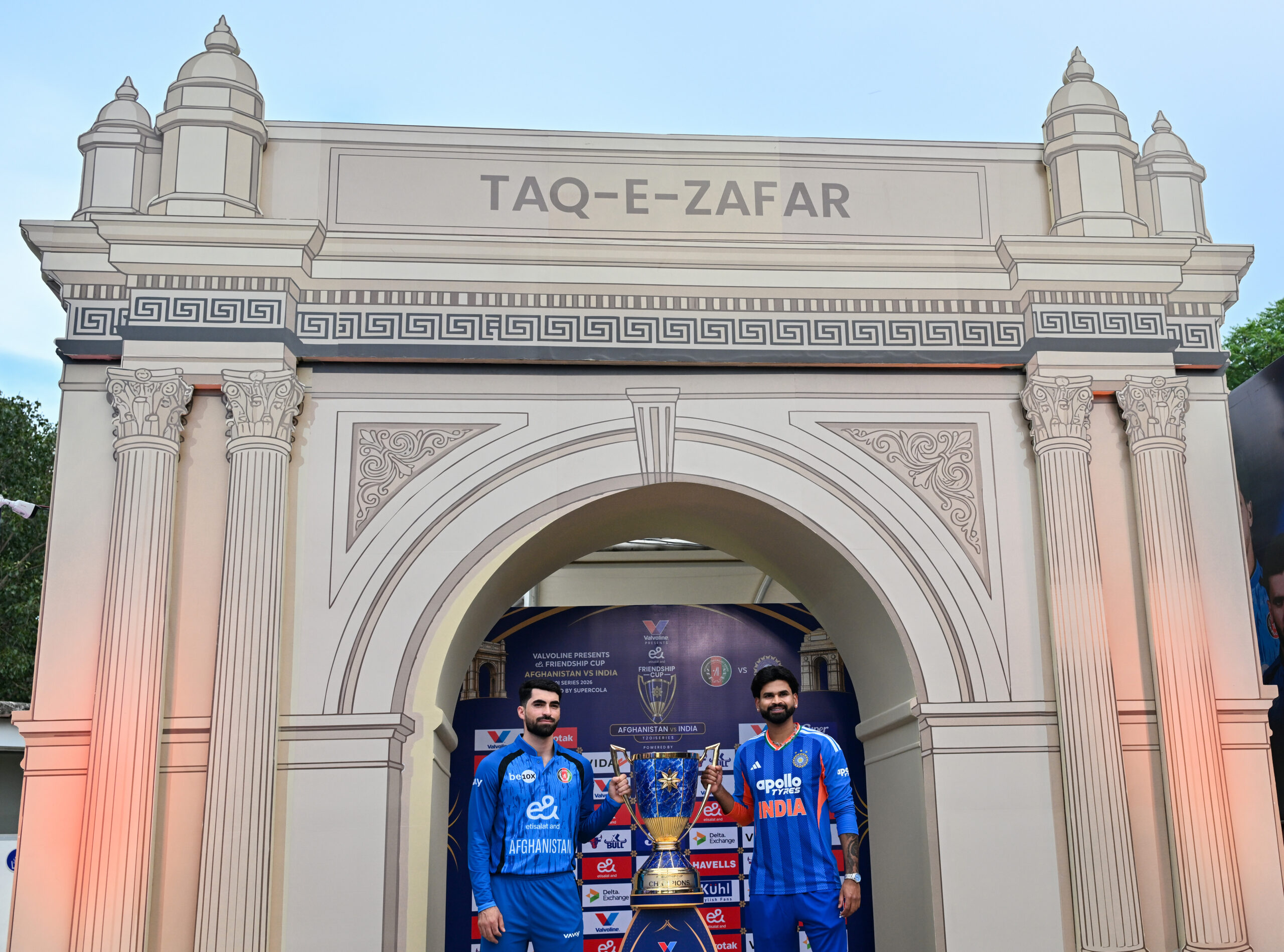 New Delhi: India Afghanistan captains with trophy #Gallery New Delhi: India Afghanistan captains with trophy #Gallery