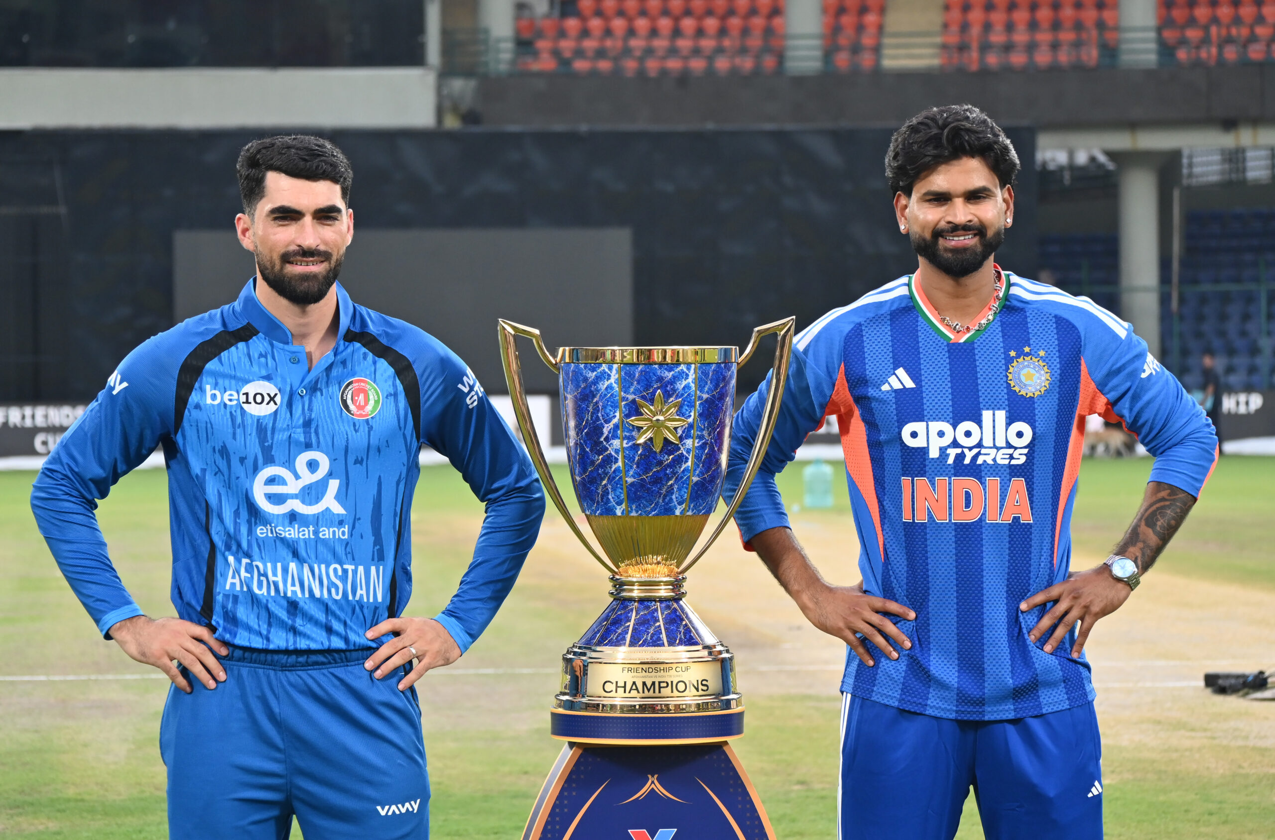 New Delhi: India Afghanistan captains with trophy #Gallery New Delhi: India Afghanistan captains with trophy #Gallery