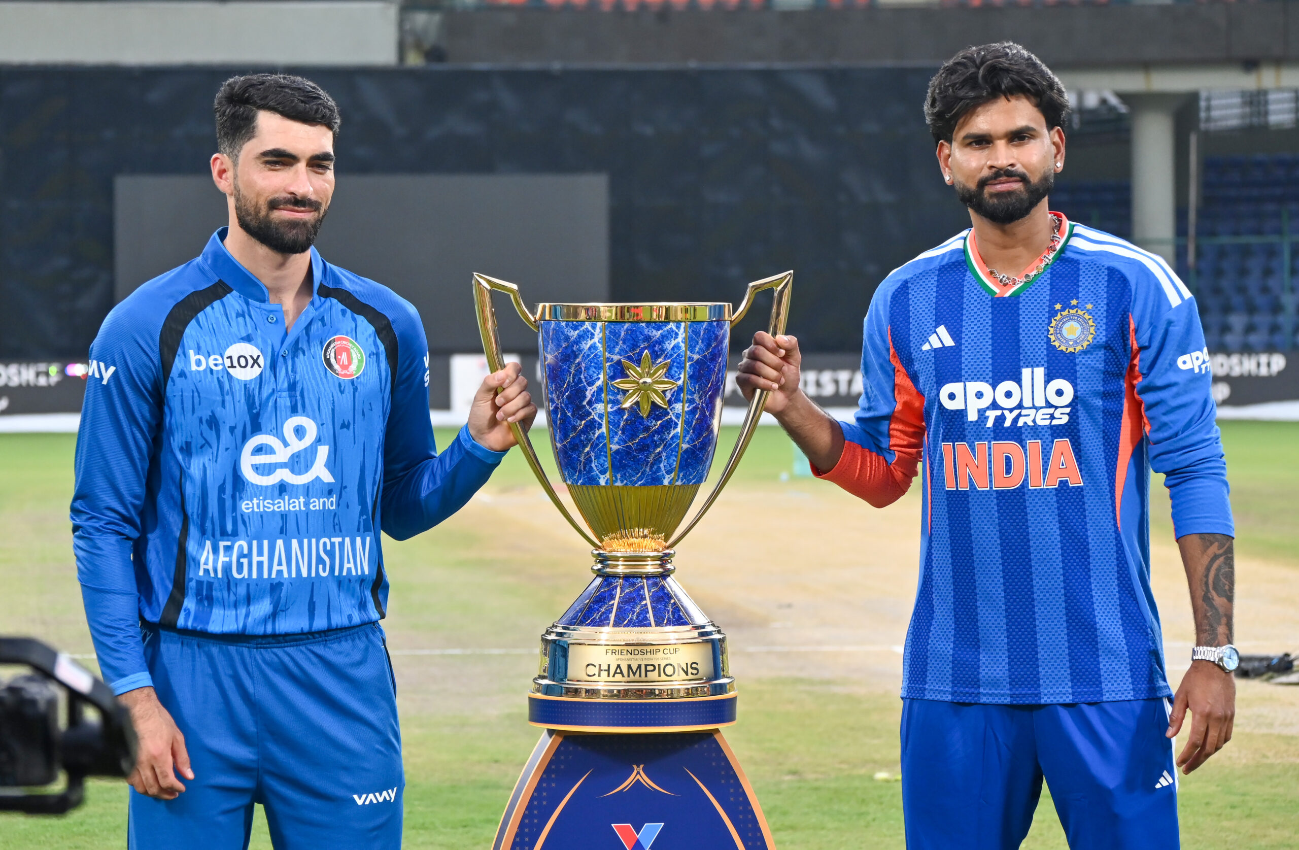 New Delhi: India Afghanistan captains with trophy #Gallery New Delhi: India Afghanistan captains with trophy #Gallery