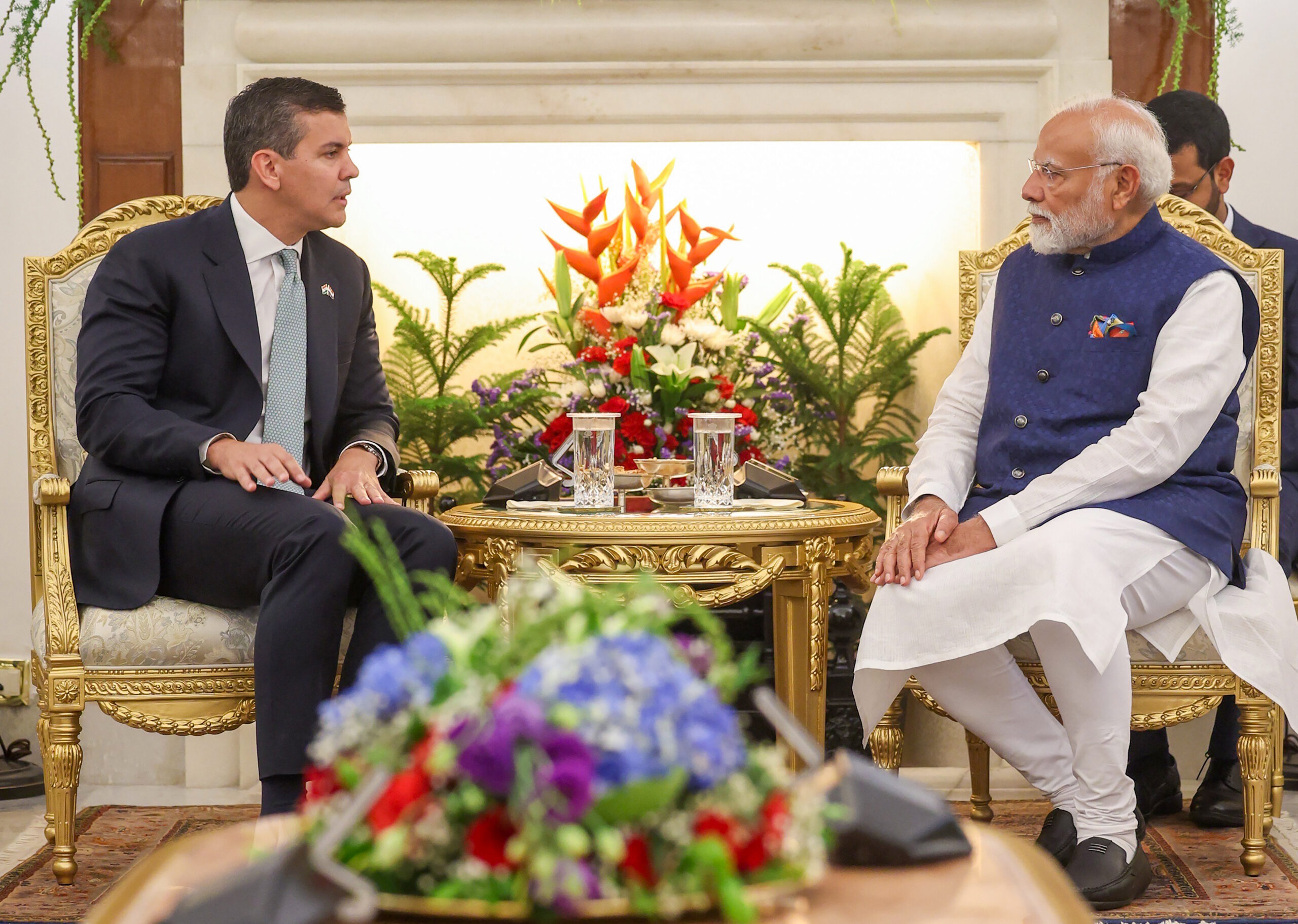 New Delhi: Prime Minister Narendra Modi and Paraguayan President Santiago Peña during a delegation level talks between India and Paraguay, in New Delhi Monday, June 02, 2025. (Photo: IANS/PMO)