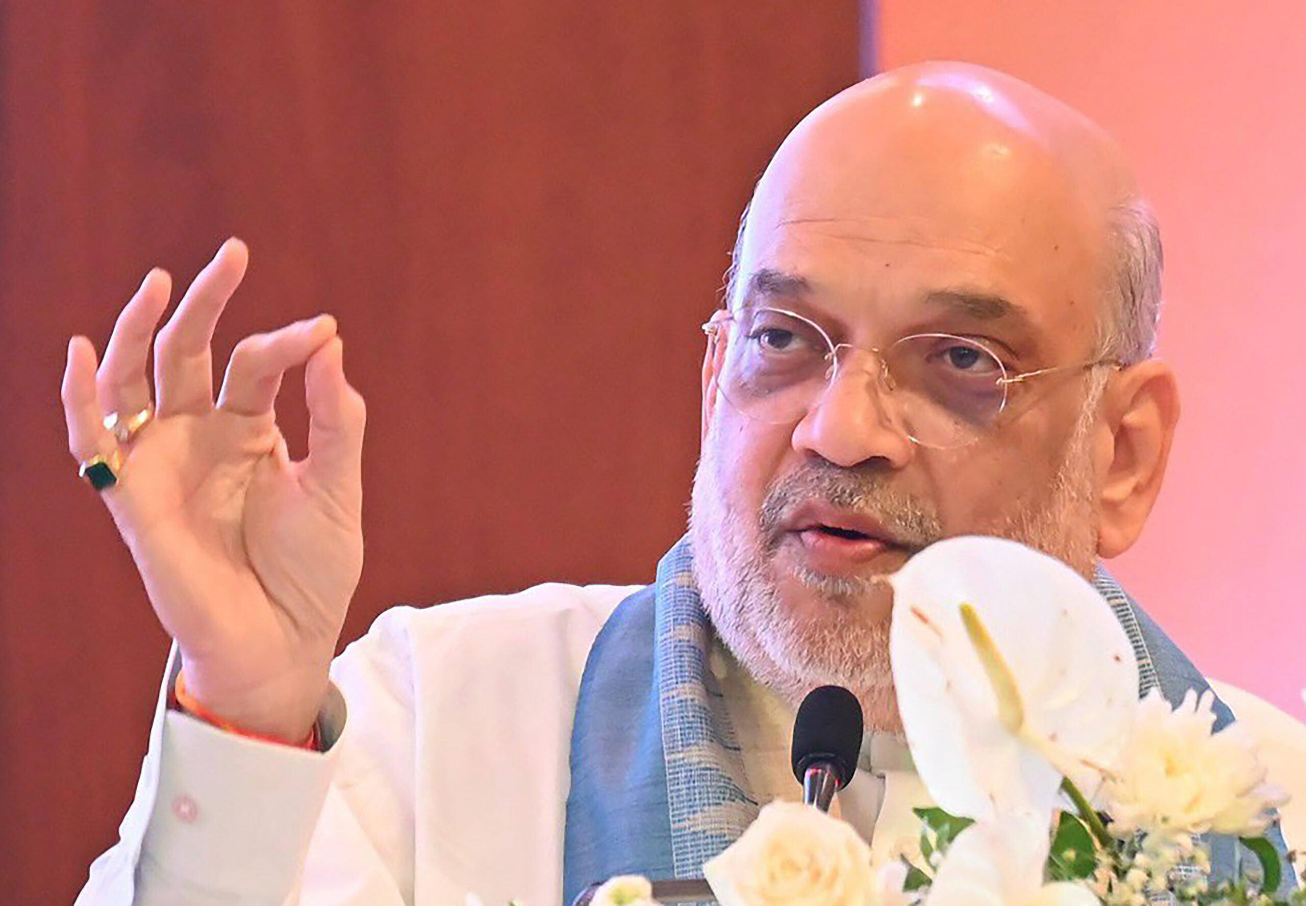 Mumbai: Union Home and Cooperation Minister Amit Shah speaks during the inauguration of the Sahakar Nav-Kranti programme in Mumbai, Maharashtra, on Saturday, August 8, 2026. (Photo: IANS/X/@CMOMaharashtra)