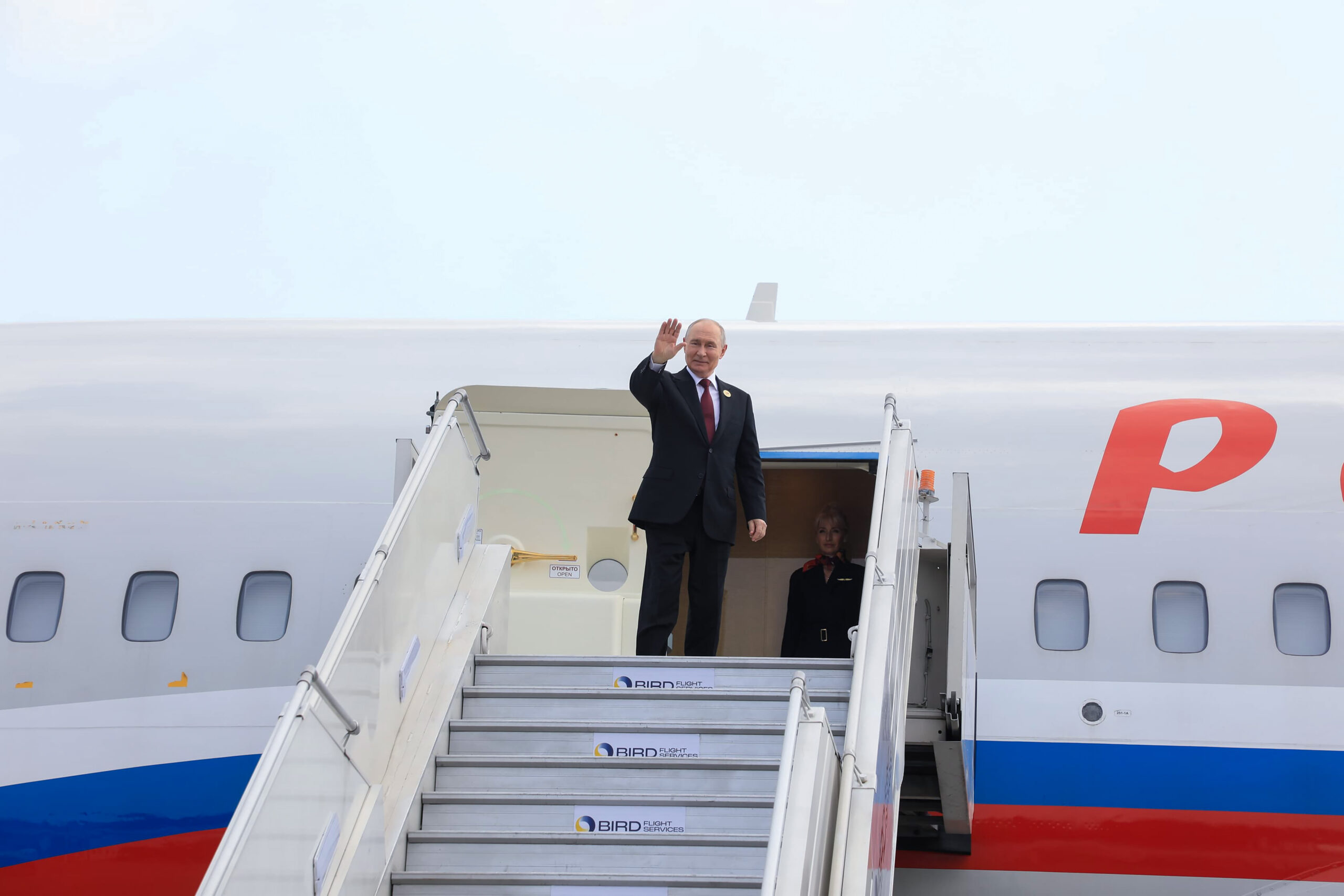 New Delhi: Russian President Vladimir Putin waves before boarding his aircraft upon completing his visit to attend the 18th BRICS Summit, in New Delhi on Sunday, September 13, 2026. (Photo: IANS/MEA)