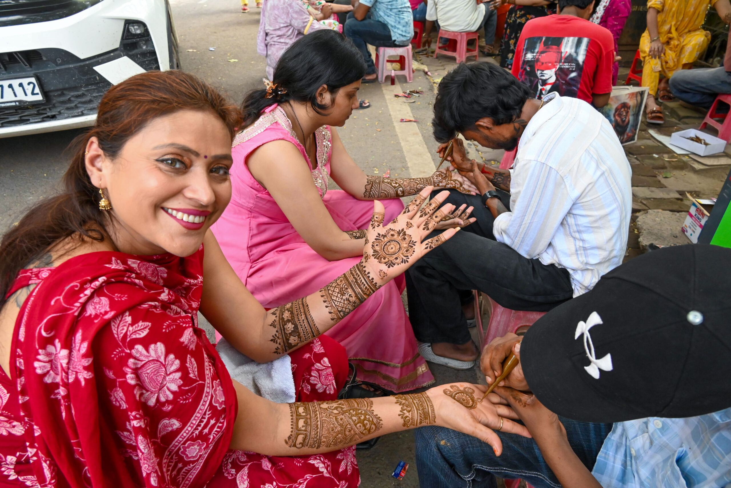 Patna: Married women have henna applied to their hands on the eve of the Teej festival, in Patna, Bihar, on Sunday, September 13, 2026. (Photo: IANS)
